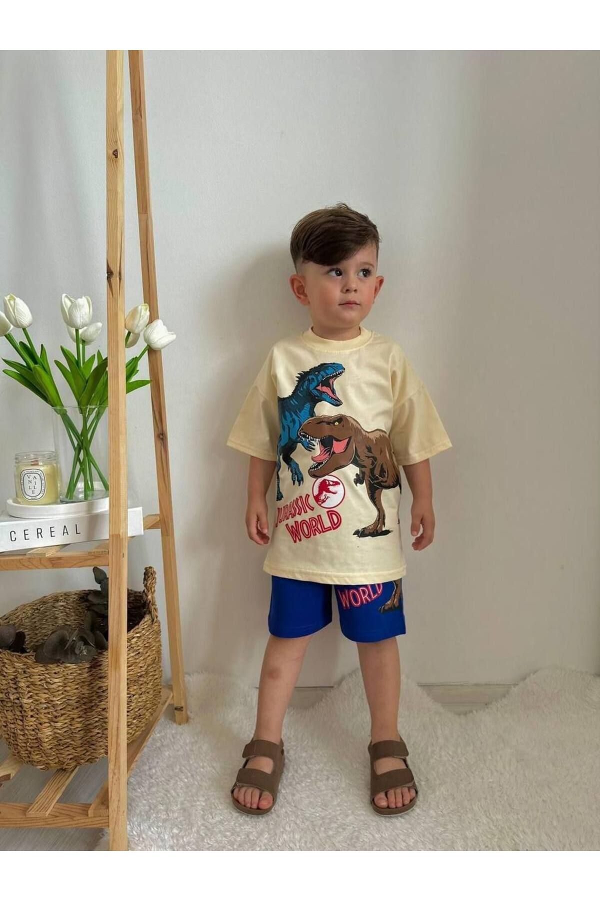 CANDA-Dinosaur Patterned Top and Bottom Set 2