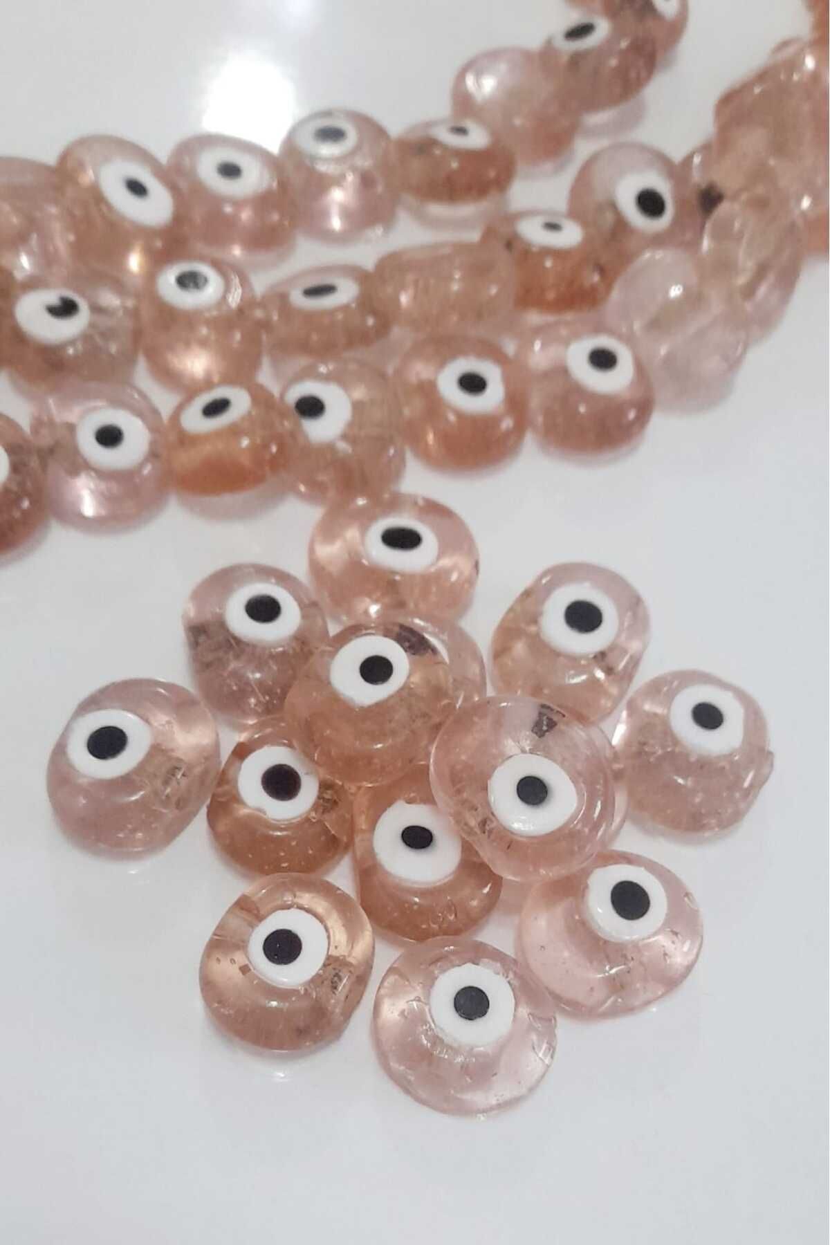 8 Pcs Large Size Danagöz Honey Color Glass Evil Eye Beads Custom White 2.5 Cm