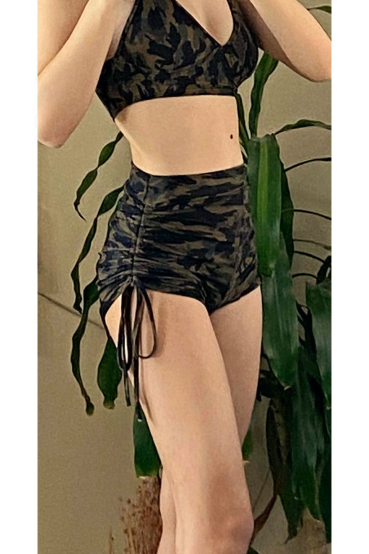Rosy Live in style-Camouflage Patterned - Side Piping, Gathered and Opened Single Shorts 2