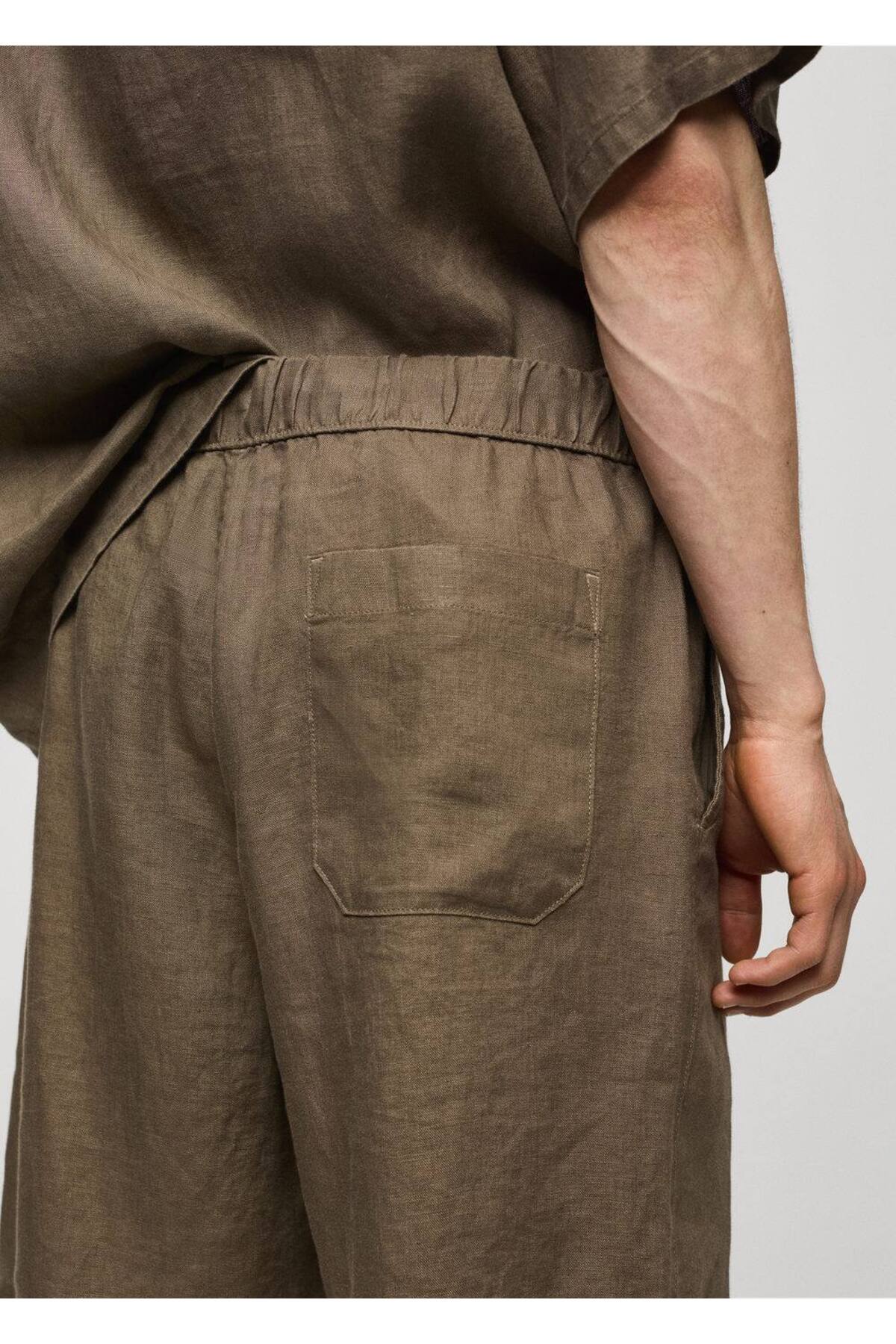 شلوار مردانه خاکی منگوMANGO Man | 67079218 اورجینال - تصویر 5