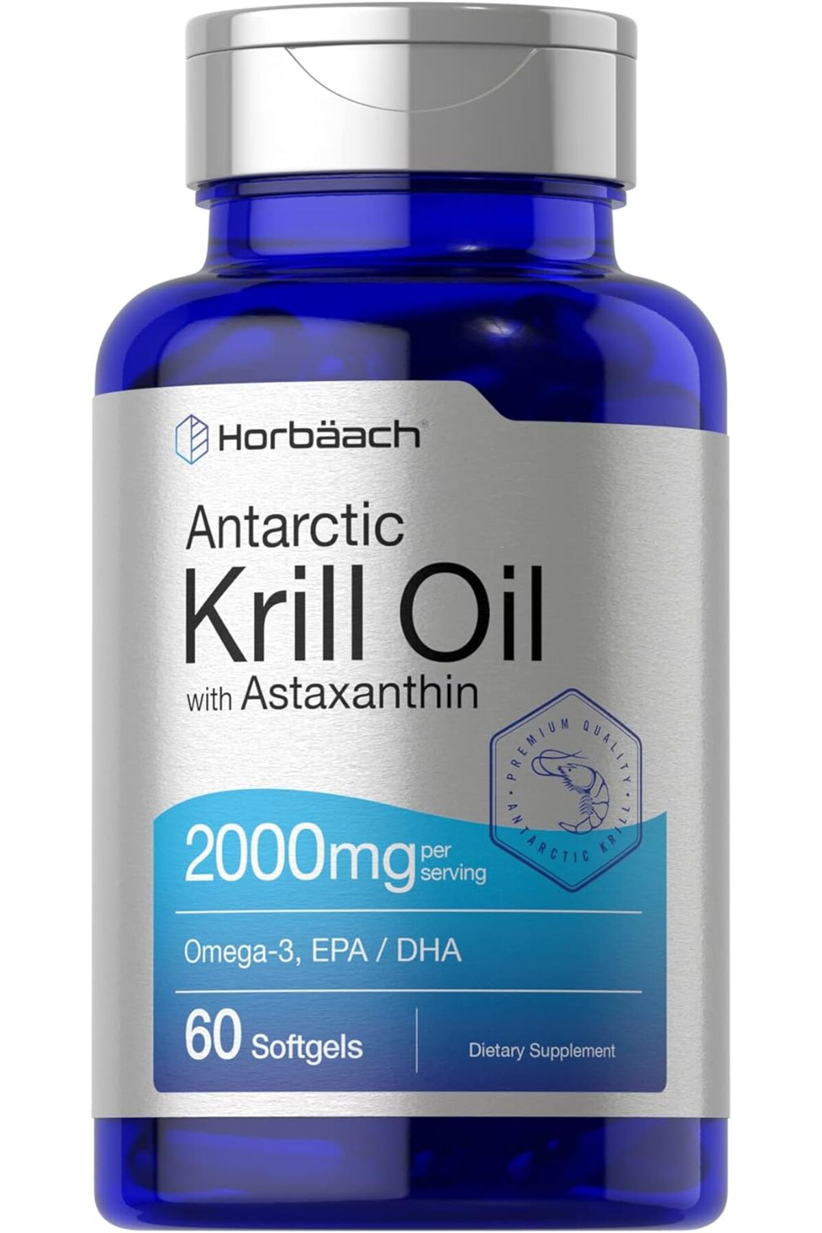 Horbaach Horbäach Antarctic Krill Oil 2000mg 60 Softgel Capsules Omega-3, EPA