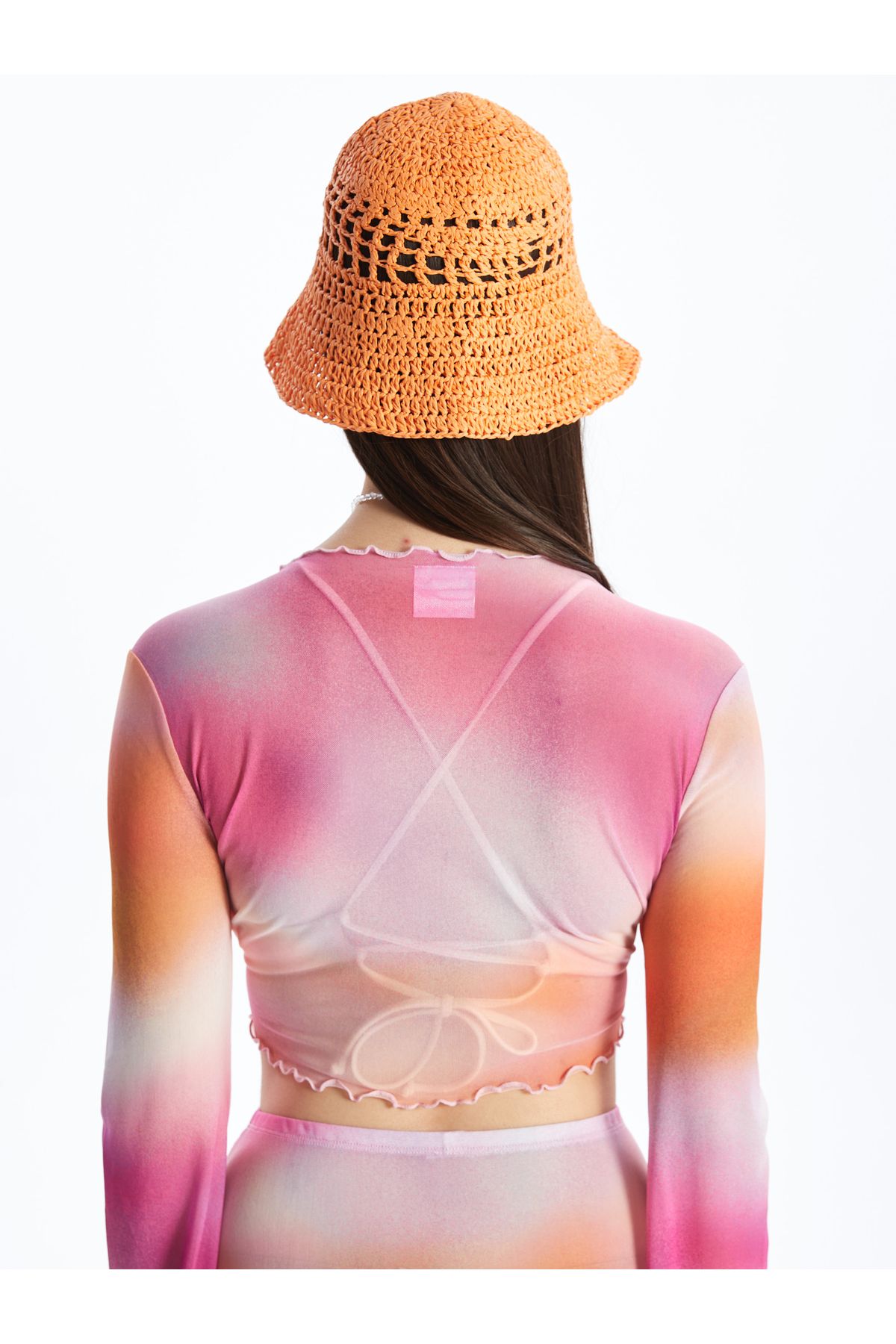 LC Waikiki-Gemusterte langärmlige Strandbluse mit Schalkragen für Damen 5
