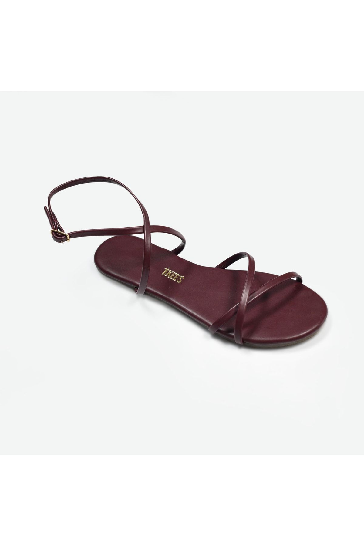 Burgundy strappy flat sandals shop