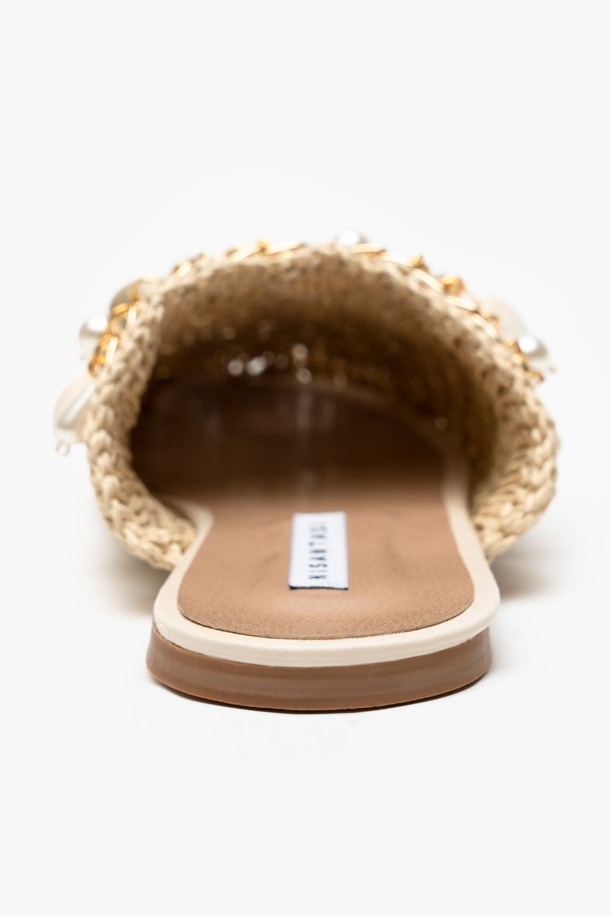 NİŞANTAŞI SHOES-Beżowe Kate Knitted - Kapcie damskie z muszlowym wzorem 8