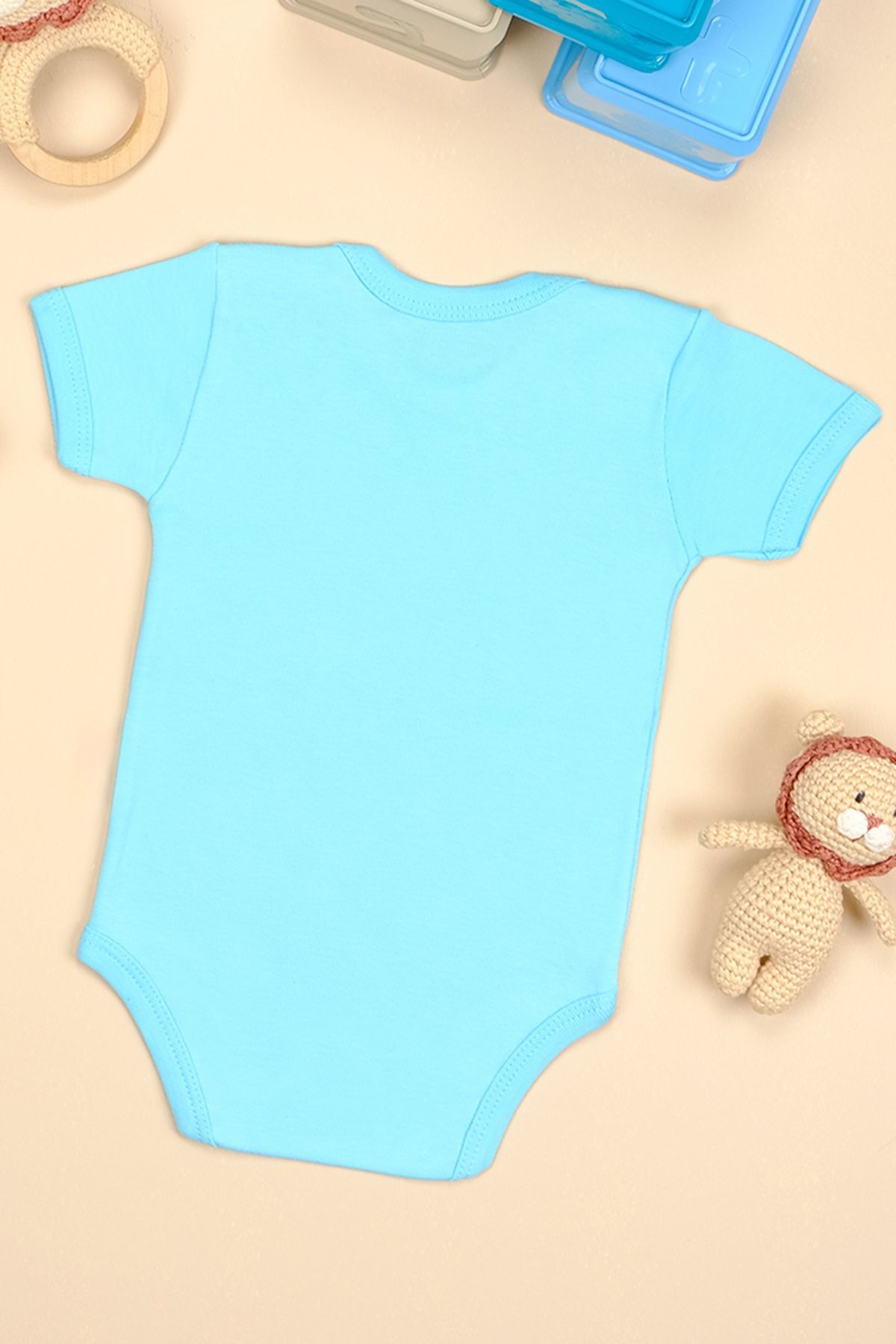 بادی نوزادی پسرانه – دخترانه آبی bebetospik | KISAKOL-BEYAZ-KRAVAT اورجینال - تصویر 2