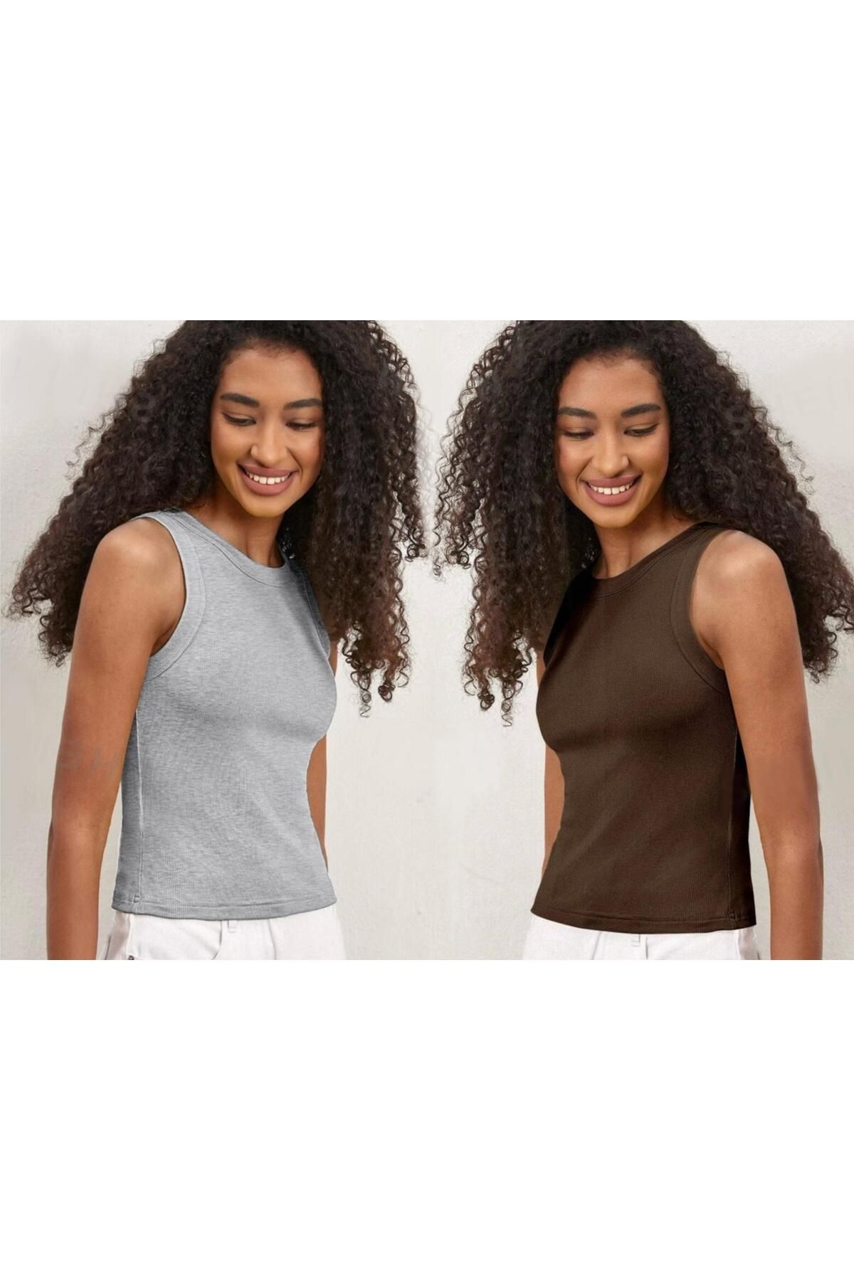 Actiwear Tricou Pentru Atletă Tricotat Pentru Femei, Cu Gât Cu Șalter Cu Nervuri - Pachet De 2 Femeie - L