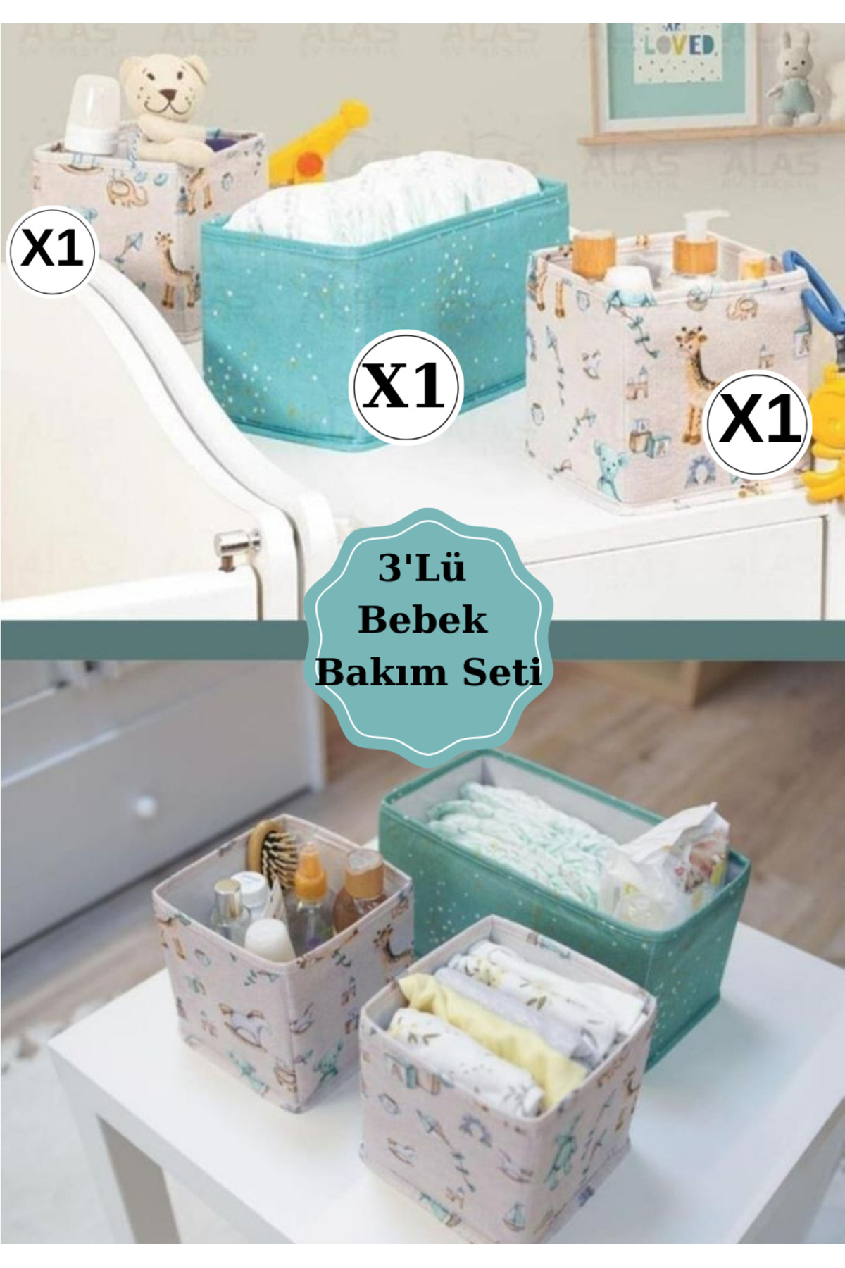 Baby 3-Piece Drawer Organizer, Multi-Purpose Baby Care Organizer Box Set of 3