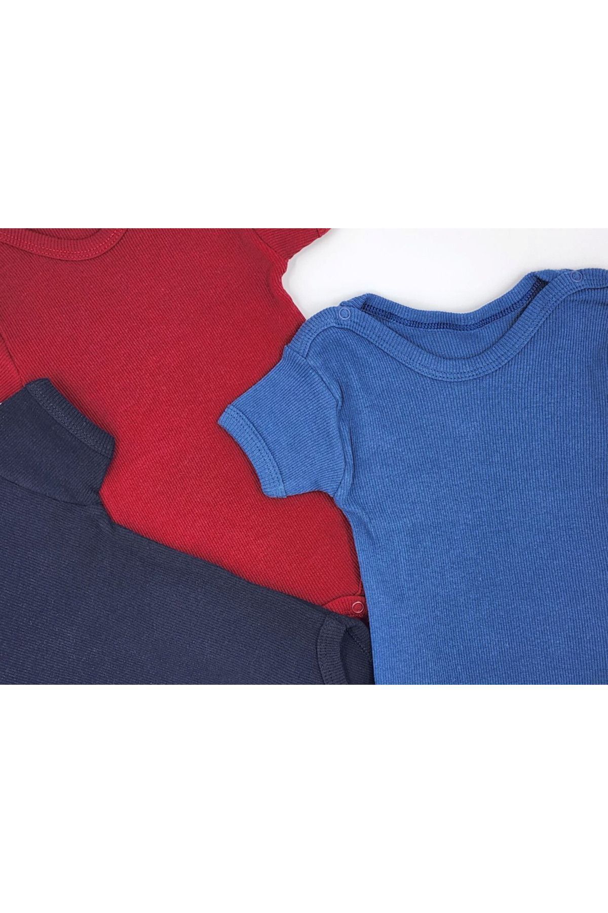 By Cwhr 3 Lü %100 Pamuk Fitilli Çıtçıtlı Erkek Bebek Badi Çıtçıtlı Erkek Bebek Atlet Çıtçıtlı Bebek Zıbın fotoğrafı 2 (önizleme)