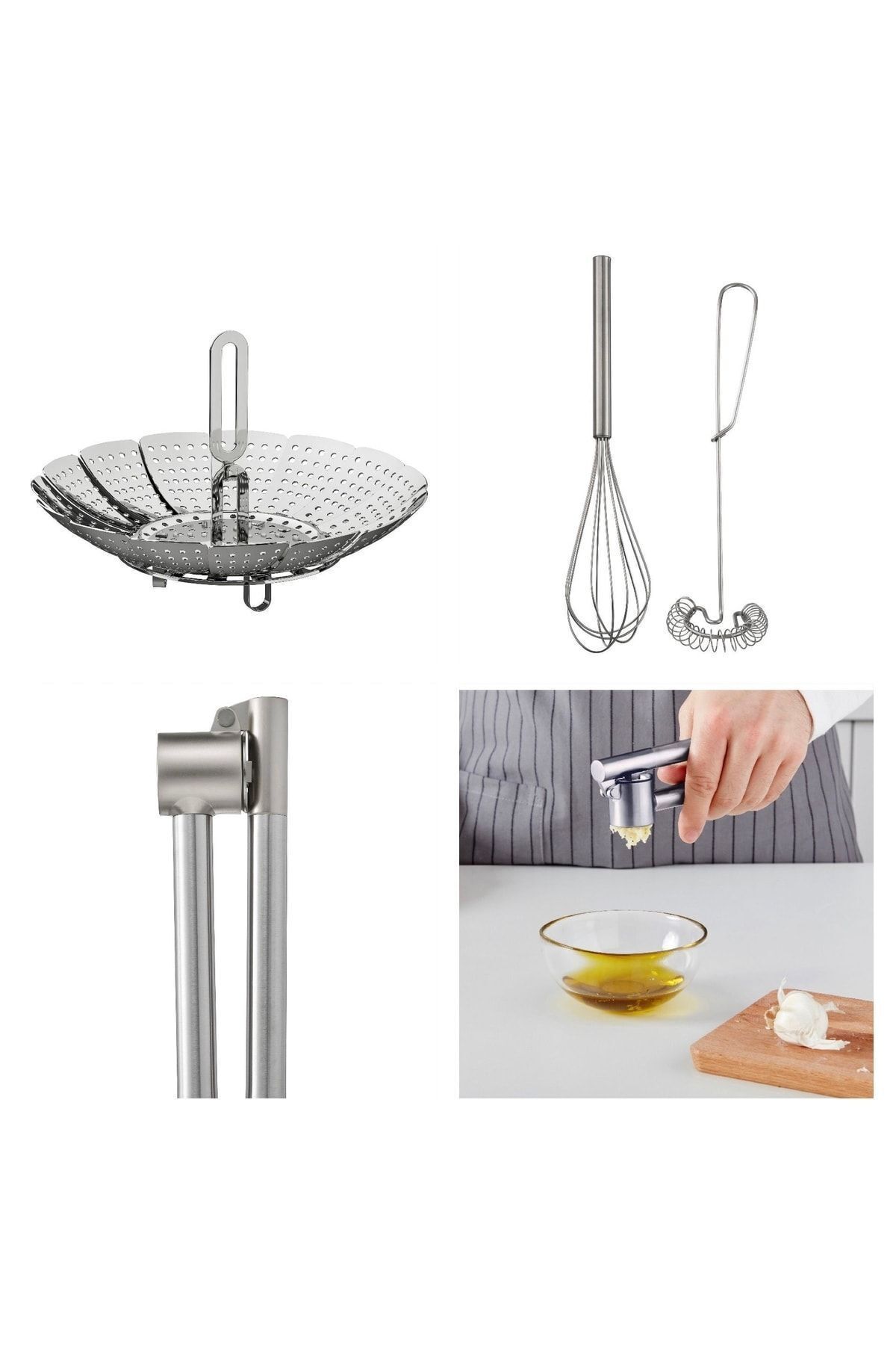 2-Pack Beater + Steel Steamer + Steel Garlic Crusher