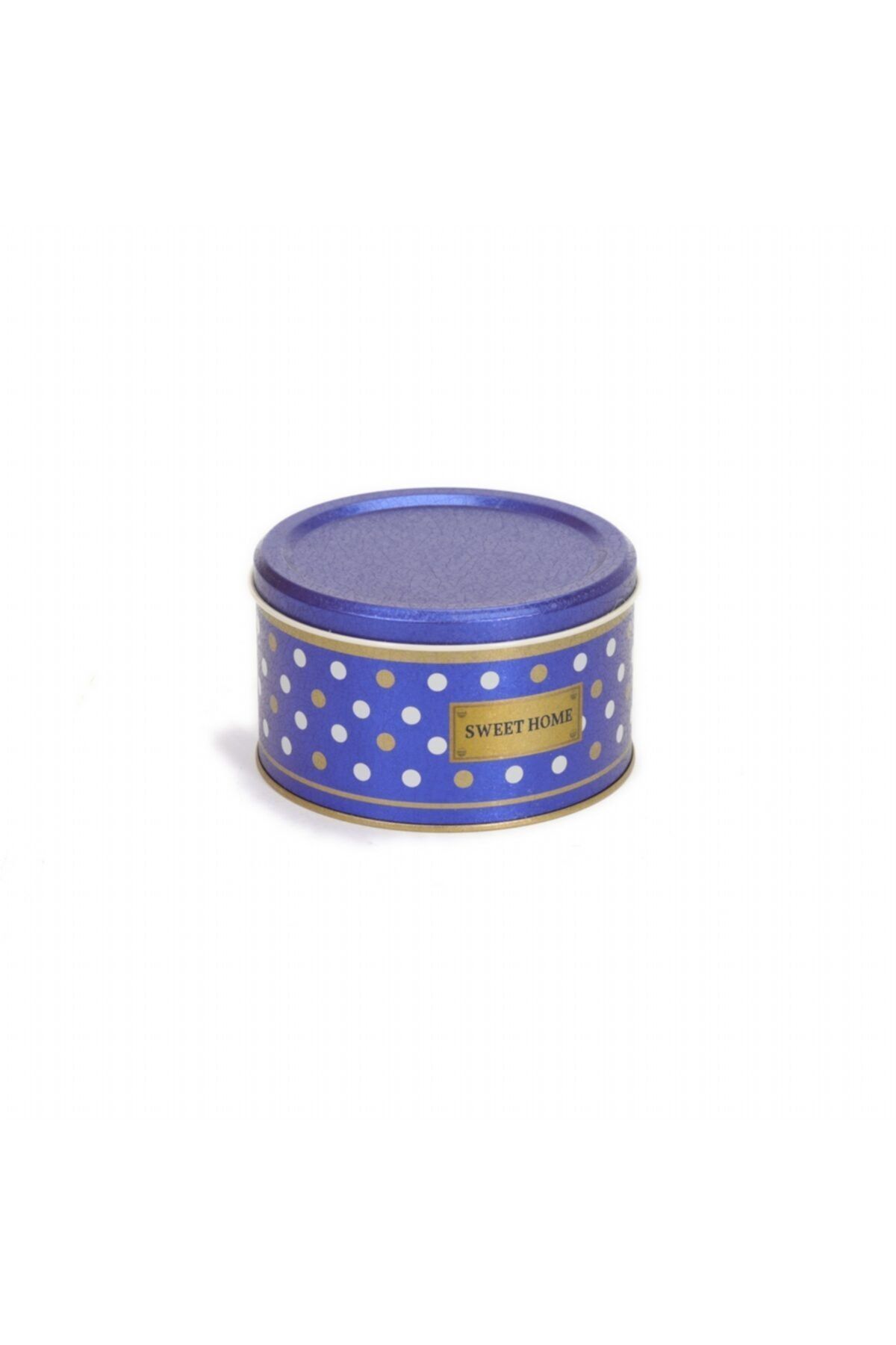 EVLE-Ef139-69 Point Blue Patterned Round Metal Storage Container 14 Cm 3