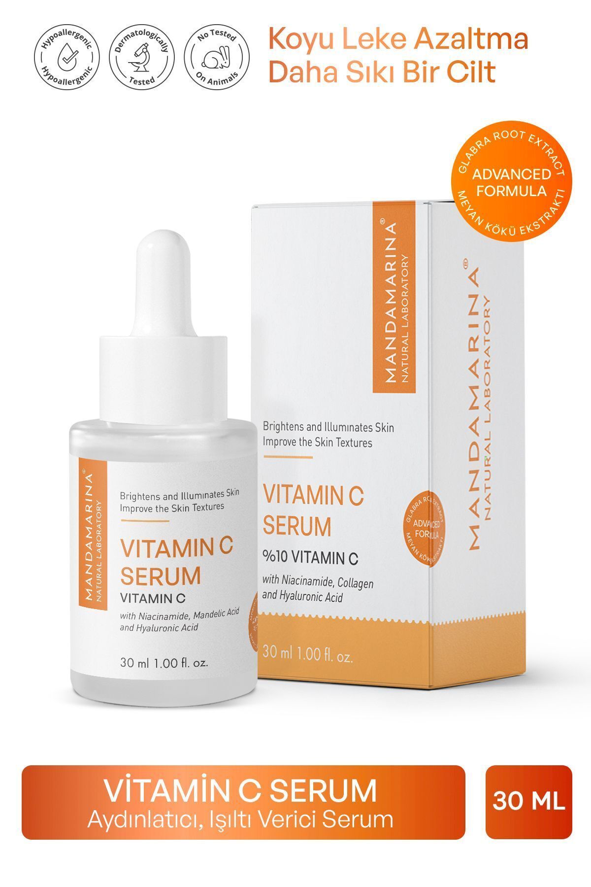 Vitamin C Skin Serum: Anti-Blemish, Brightening, Niacinamide, Licorice Extract, Hyaluronic Acid