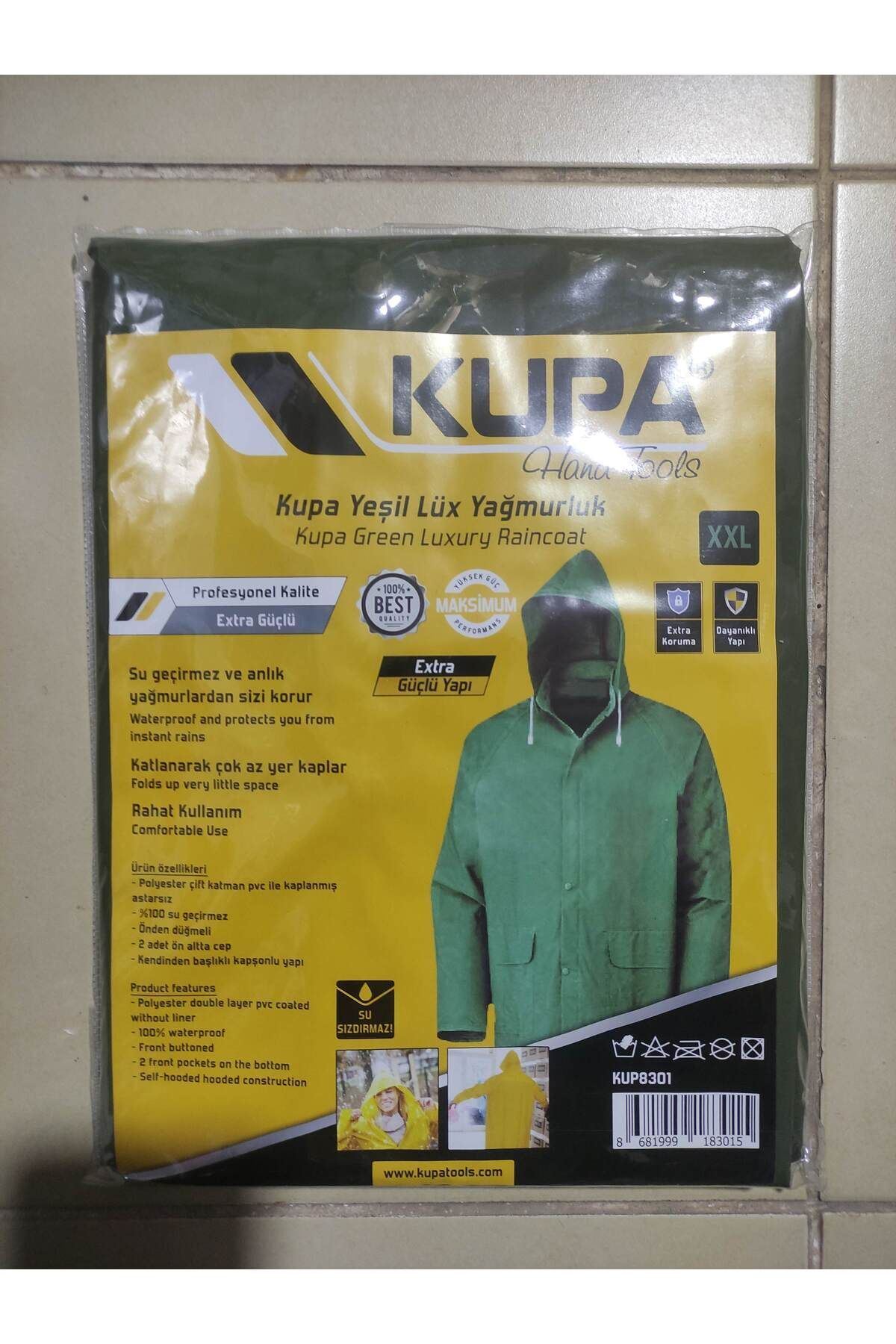 YEŞİL  LÜX YAĞMURLUK XXL EXTRA GÜÇLÜ YAPI SU SIZDIRMAZ DAYANIKLI — سبز KUP8301 — تصویر 2 از 2