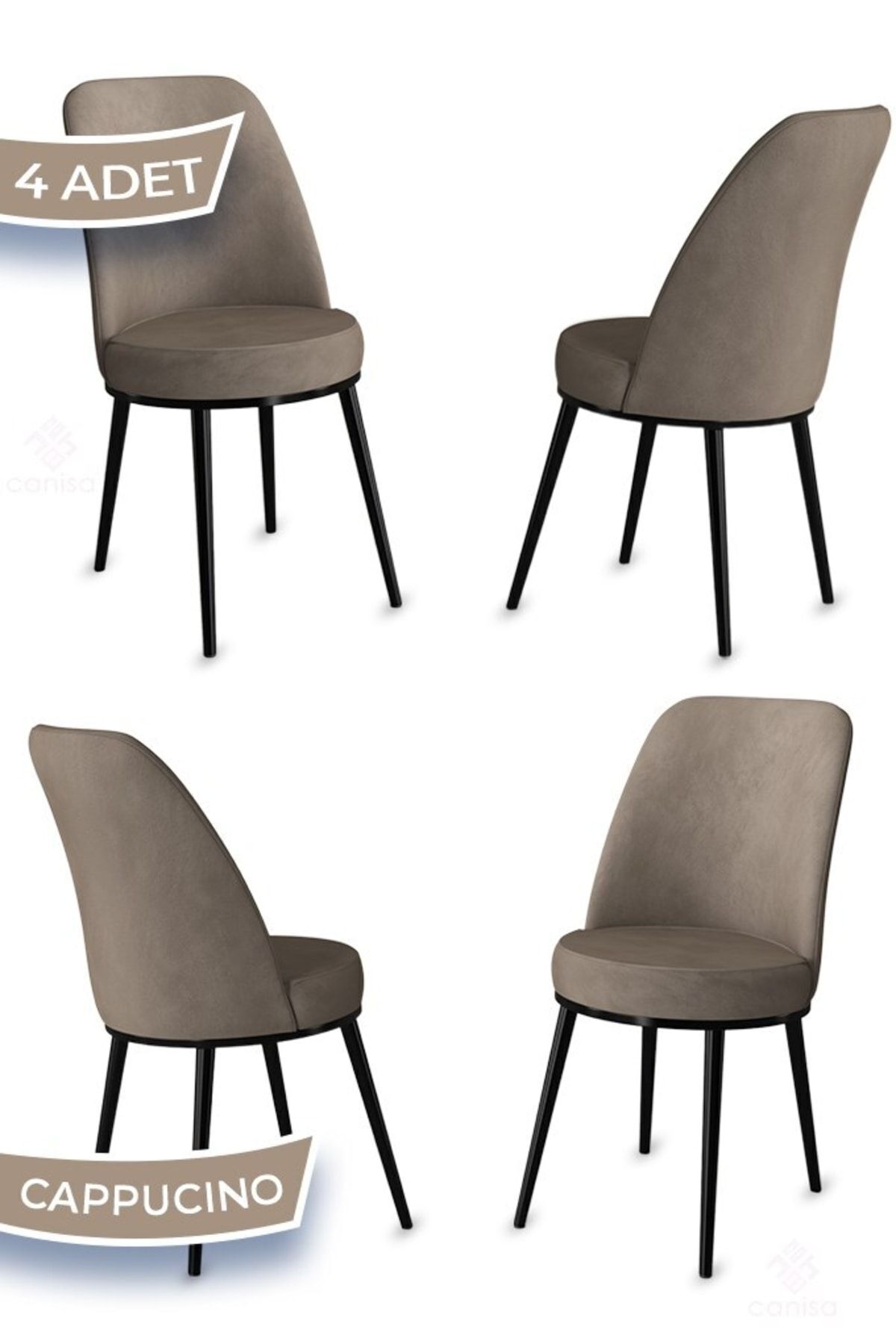 Jaxe Series 4 Pcs Cappuccino Kitchen Chair 1st Class Babyface Fabric with Metal Black Skeleton