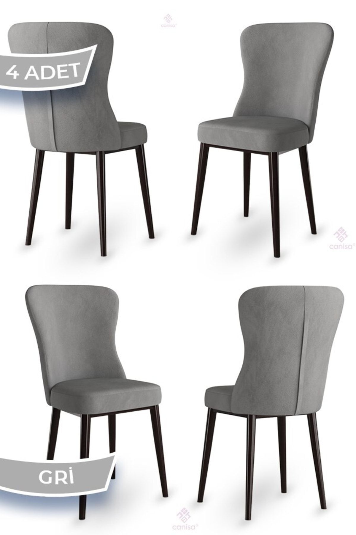 Tita Series 4 Pcs Grey Kitchen Chair 1st Class Babyface Fabric with Metal Coffee Legs
