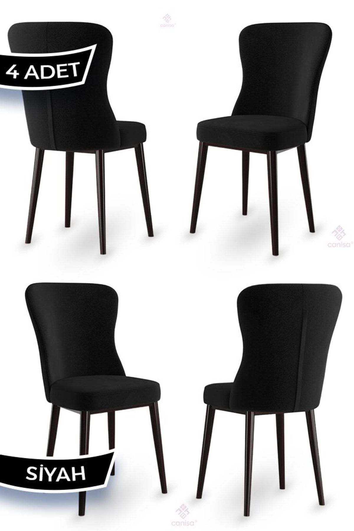 Tita Series 4 Pcs Black Dining Room Chair 1st Class Babyface Fabric with Metal Coffee Legs