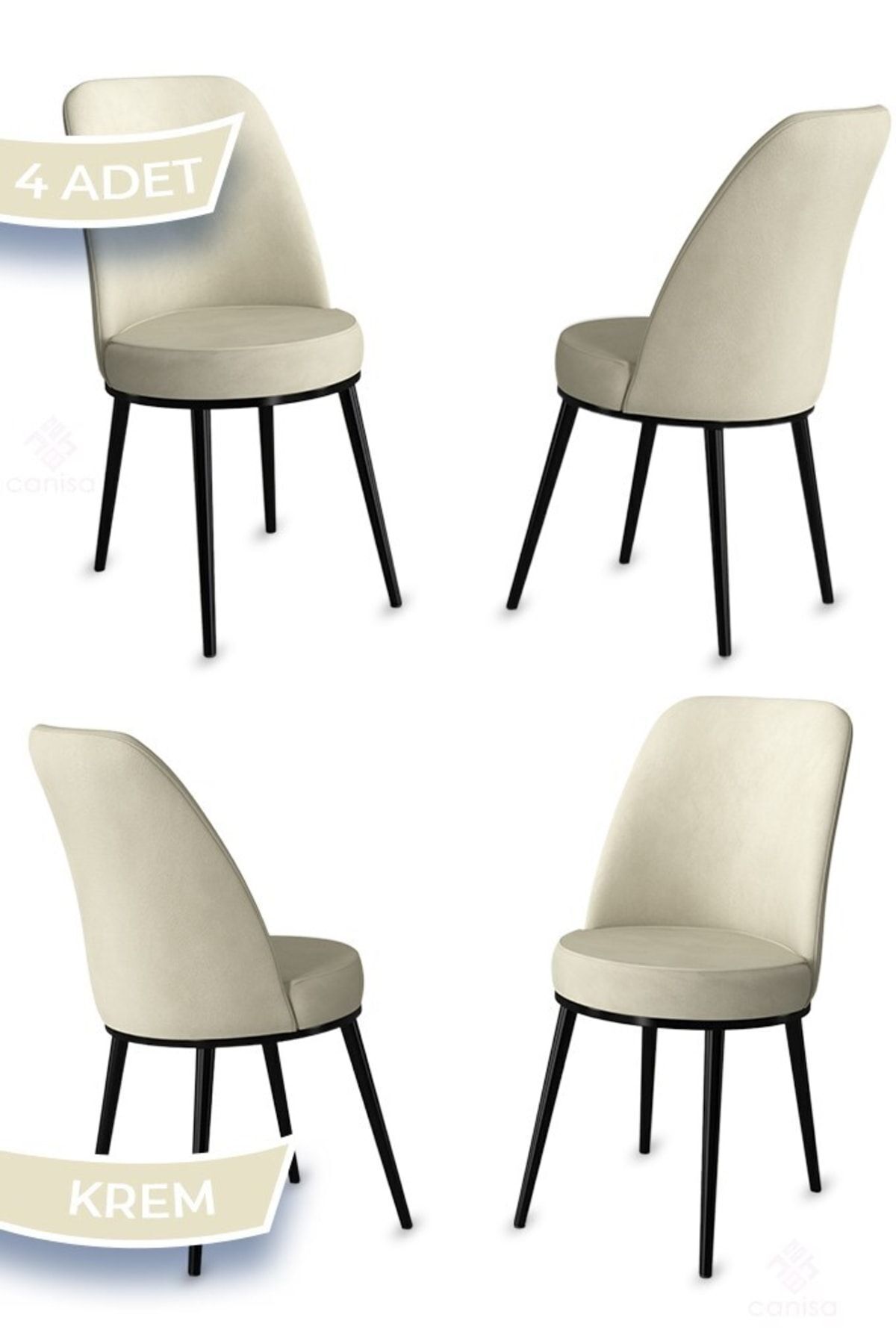 Jaxe Series 4 Pcs Cream Kitchen Chair 1st Class Babyface Fabric with Metal Black Skeleton
