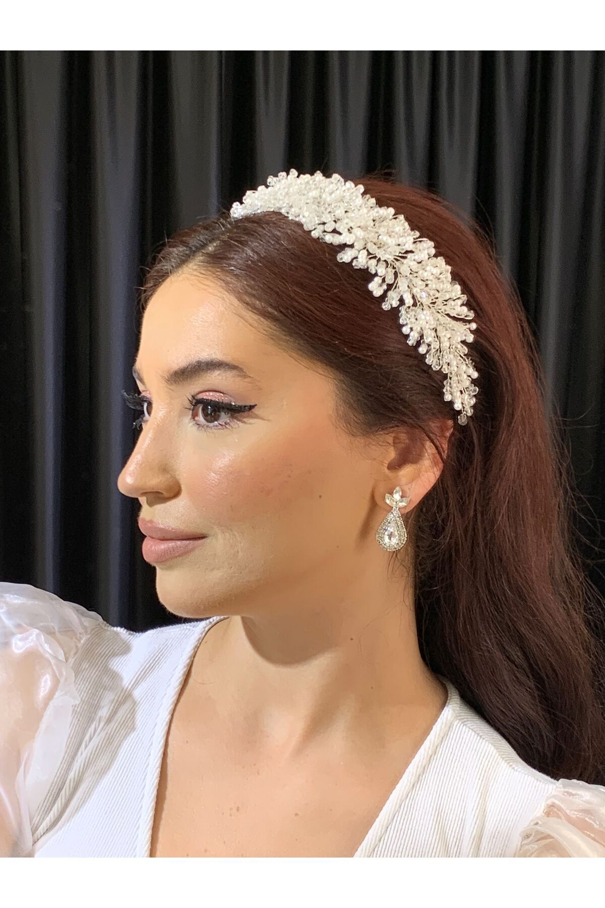 BEYOĞLU NİŞANTAŞI Kristal Boncuklu Taç Saç Aksesuarı St 801