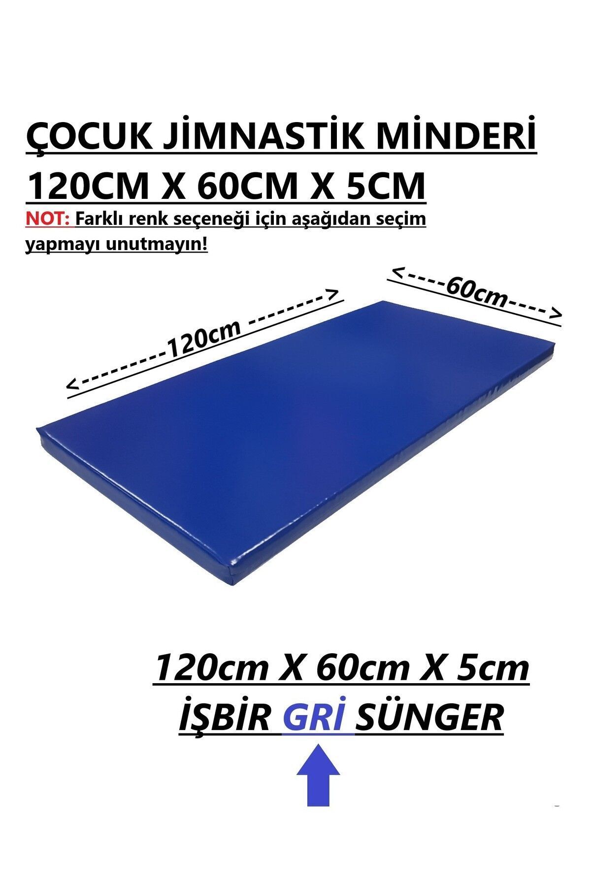gürteks Kırmızı - Mavi 60x120x5 Cm Çocuk Jimnastik Minderi (PVC) fotoğrafı 3 (önizleme)