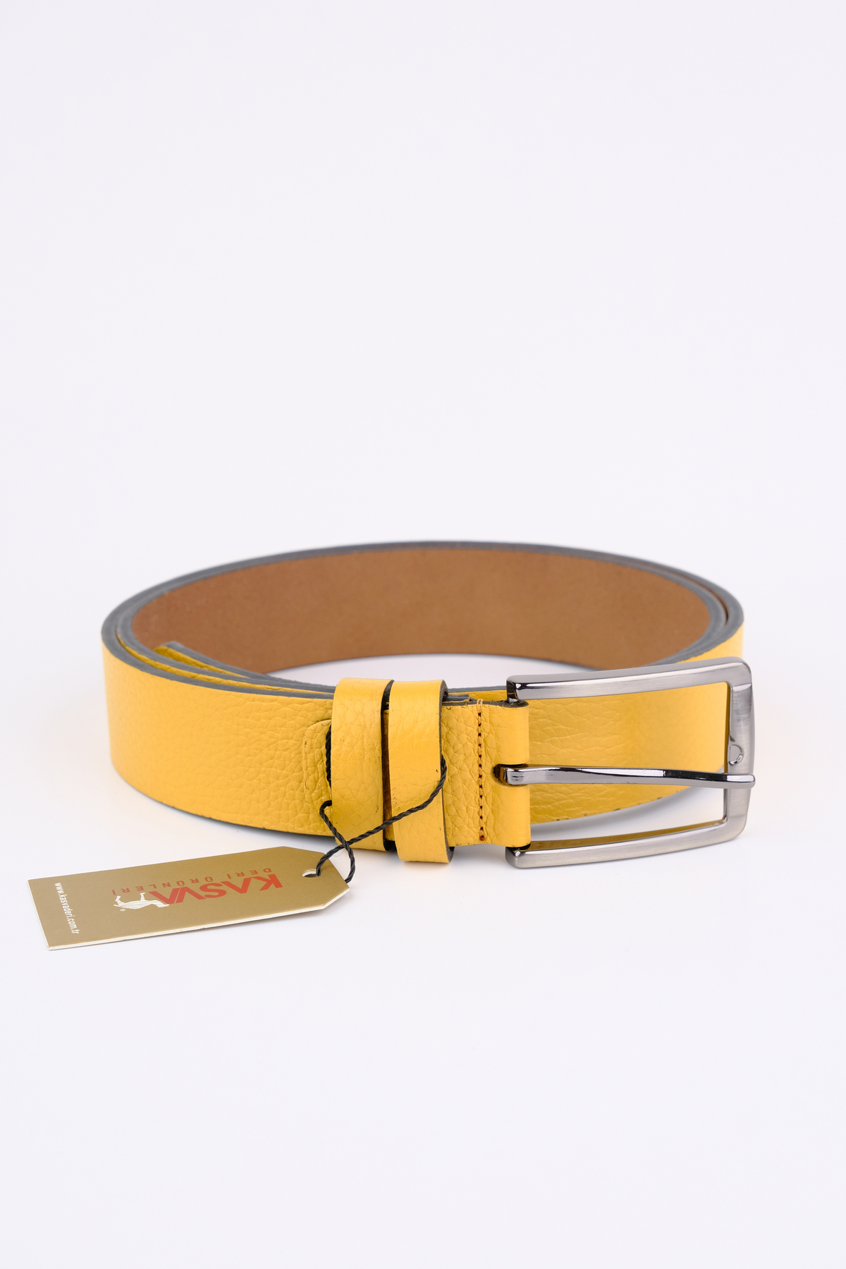 کمربند مردانه زرد KASVA DERİ | KV.01 اورجینال - تصویر 2