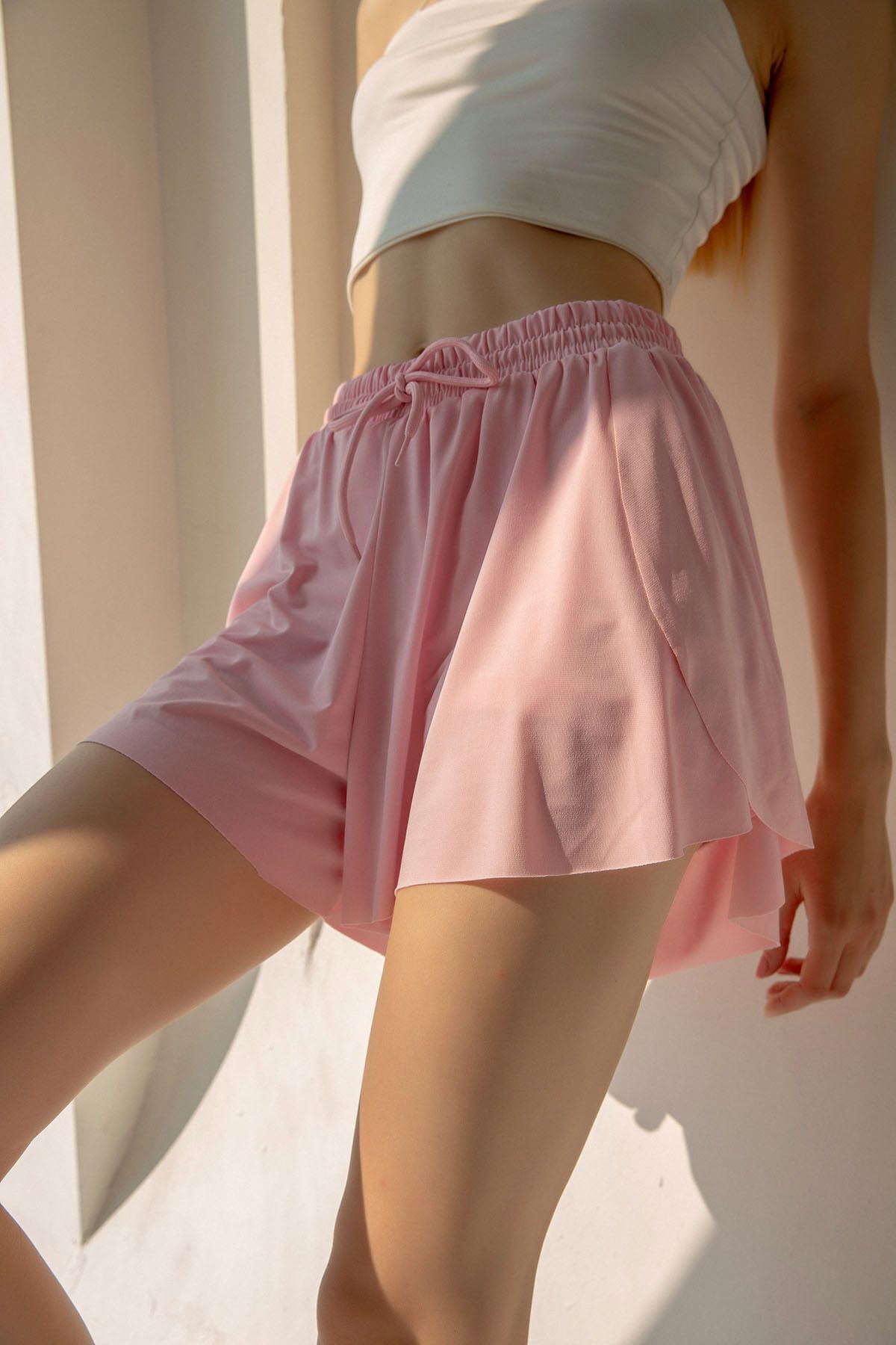 la & vetta-Pantaloni scurti sport din stofă roz 3