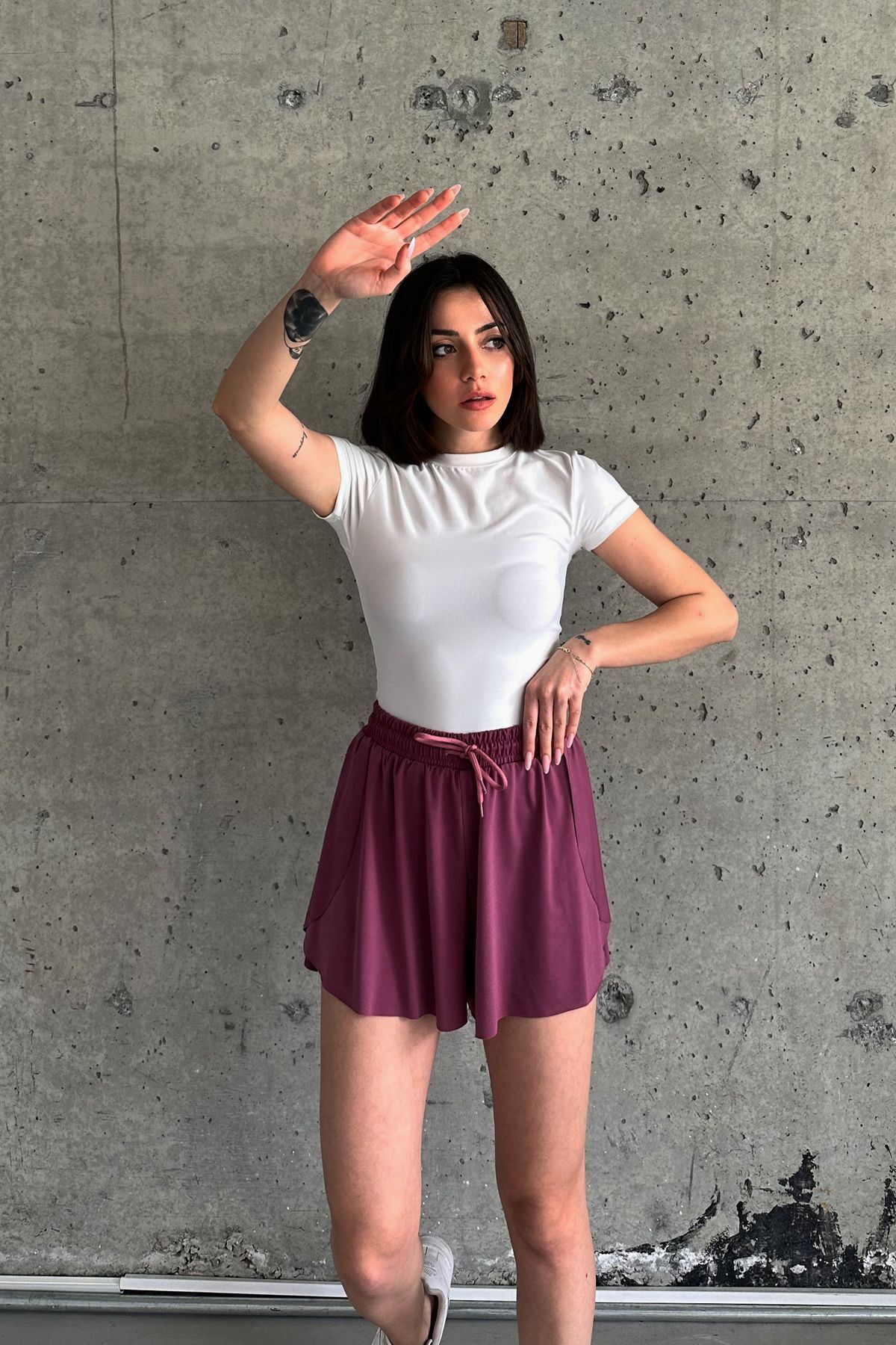 la & vetta-Pantaloni scurți sport Dusty Rose Loose Fit 3