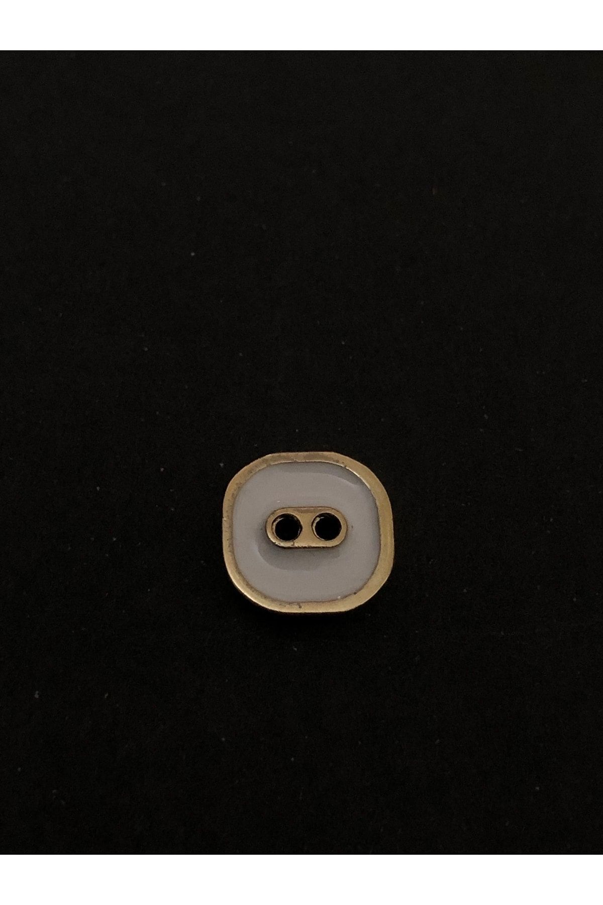 aensia-Gold Gold Over White Enamel Flat Hole Square Button Small Size Metal Button 20 Size Buttons - Pack of 5 3