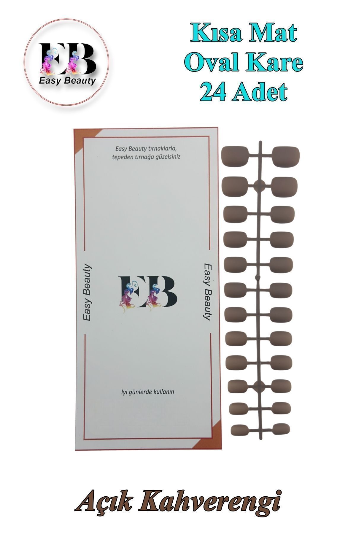 24 تکه میخ های رنگارنگ مات کوتاه تقلبی بیضی مربع 3 Al Adhesive 6 Al Adhesive ست هدیه 1051 Easy Beauty