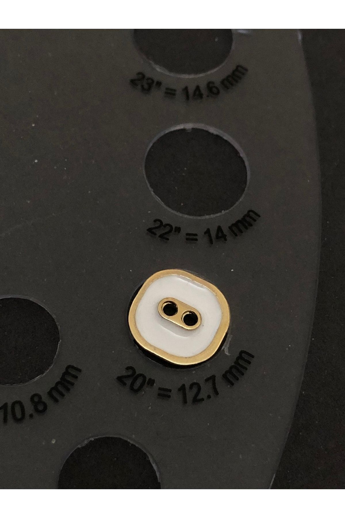 aensia-Gold Gold Over White Enamel Flat Hole Square Button Small Size Metal Button 20 Size Buttons - Pack of 5 5