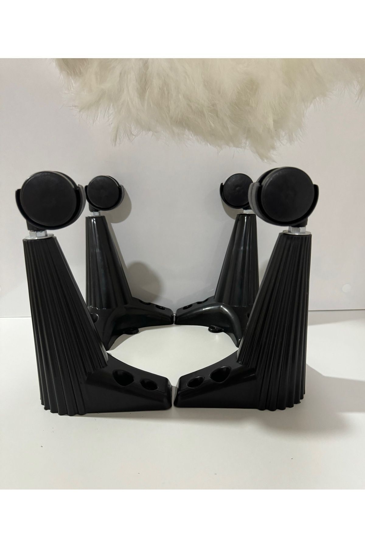 şahmelistore Tekerlekli Sehpa Masa Ayağı,akıllı Sehpa Ayağı, Sihirli Sehpa Ayağı Siyah 4 Adet 360 Derece 20 Cm