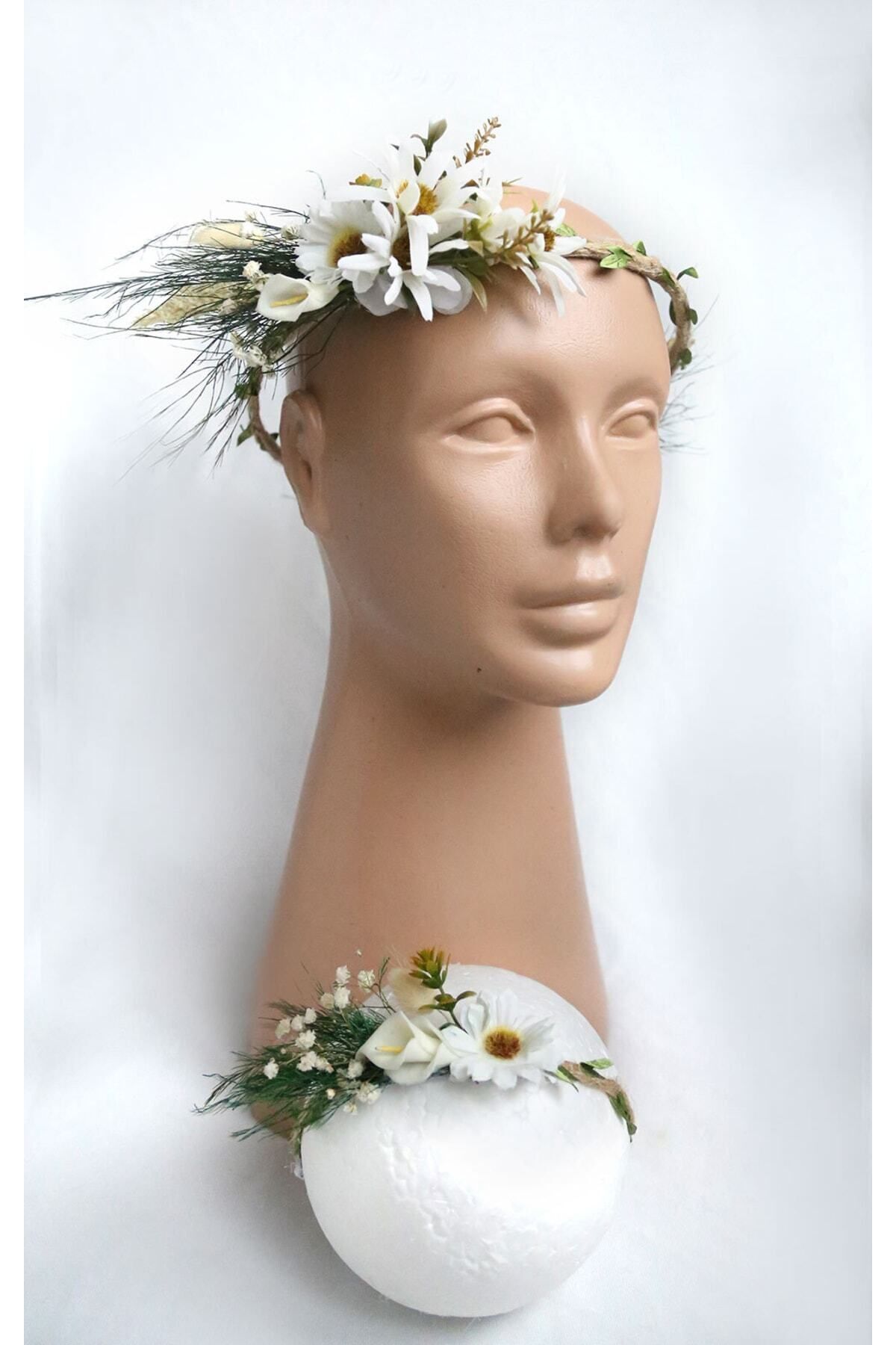 htk butik Çiçekli Taç, Anne Bebek Lohusa Tacı, Bebek Saç Bandı, Lohusa Seti, Yenidoğan Taç, Hastane Tacı fotoğrafı 5 (önizleme)