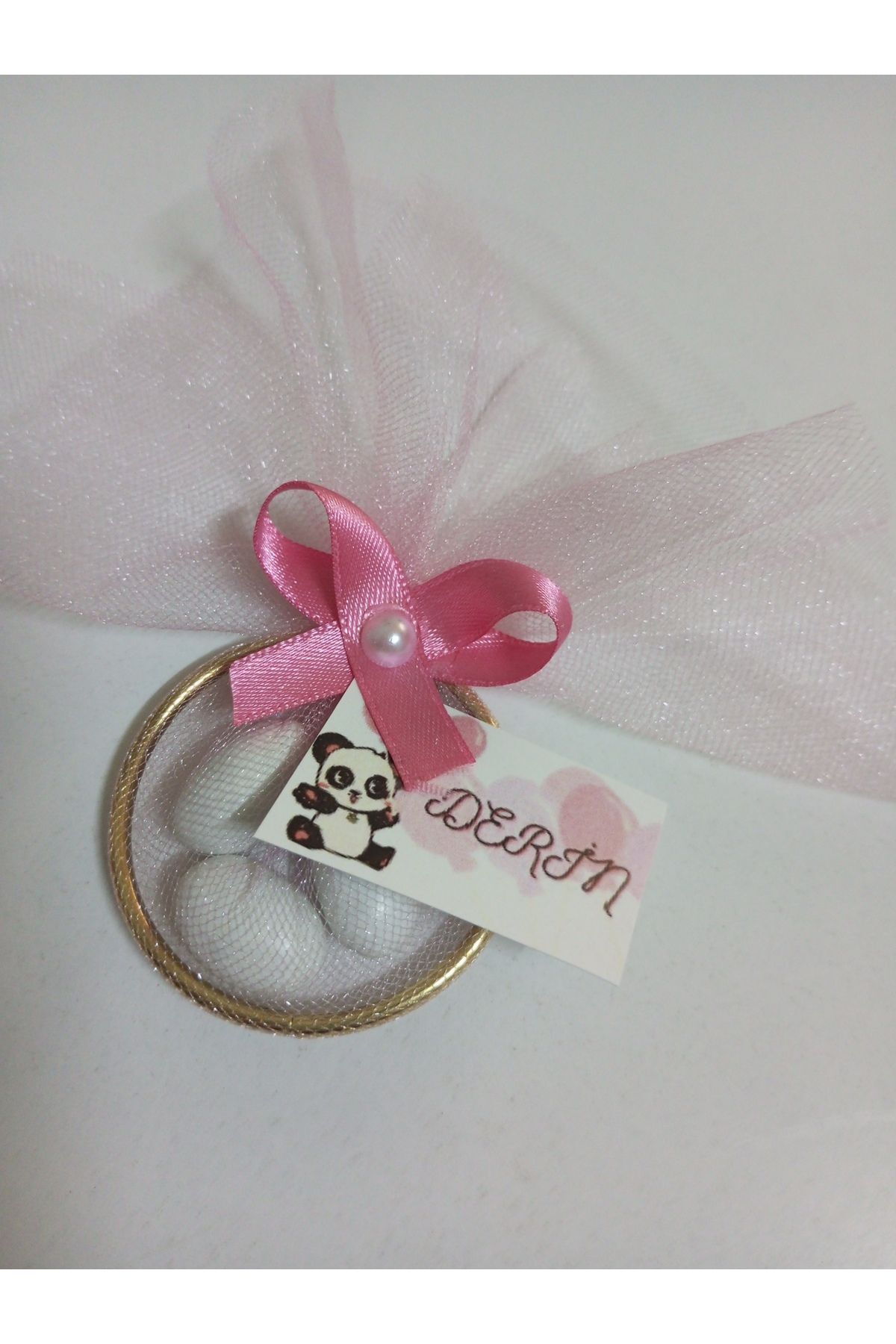 Gold Halkalı Badem Şekerli Babyshower Yenidoğan Bebek Mevlüd-i Dogumgünü Magnet Hediyelik