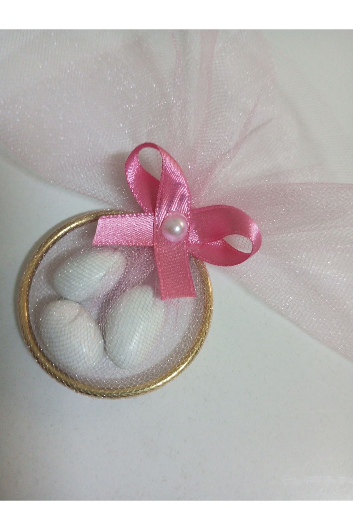 Gold Halkalı Badem Şekerli Babyshower Yenidoğan Bebek Mevlüd-i Dogumgünü Magnet Hediyelik