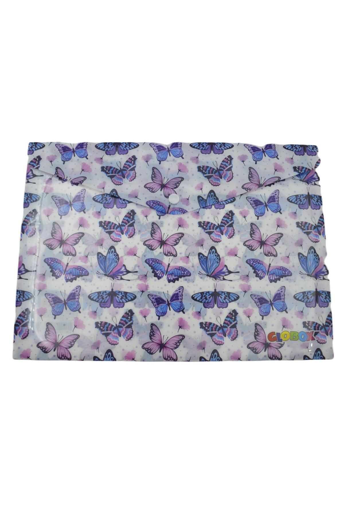 Globox-Snap Fastener Printed A4 File 1 Piece Butterfly 2