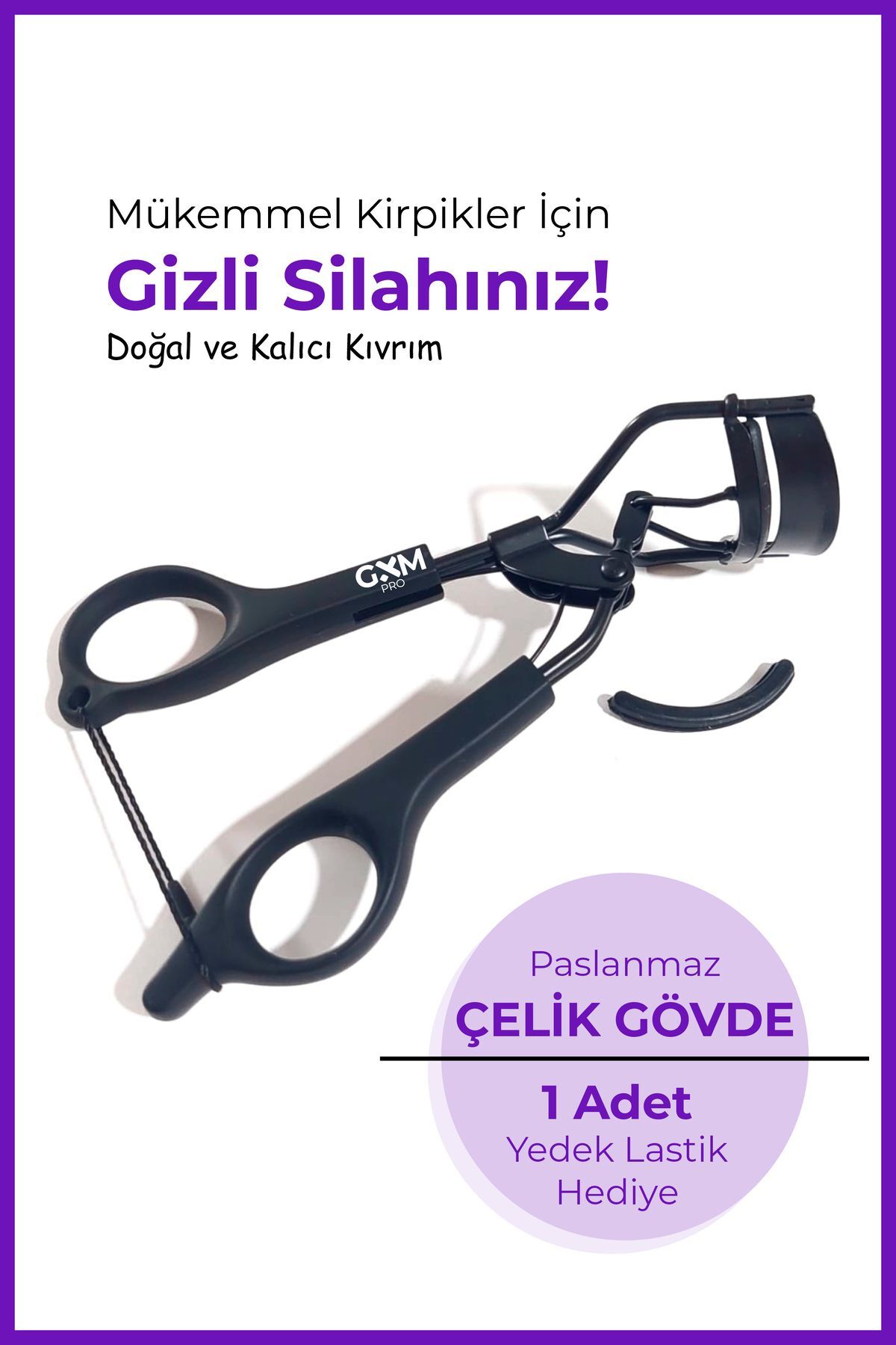 Siyah Kirpik Kıvırıcı - Black Eyelash Curler - Kirpik Kıvırma Taraklı - Kirpik Kıvırıcı uzun ömürlü — مشکی GXM2024-121 — تصویر 2 از 4