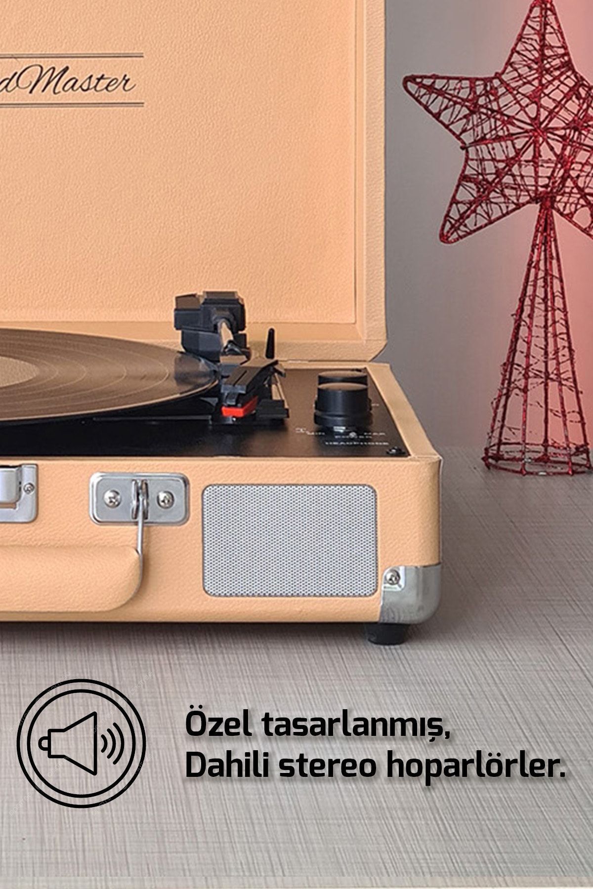 St14012 Retro Pikap Plak Çalar - Gün Batımı Sarı - Bluetooth, Şarj - 3 Devir - Universal Iğneli - 7