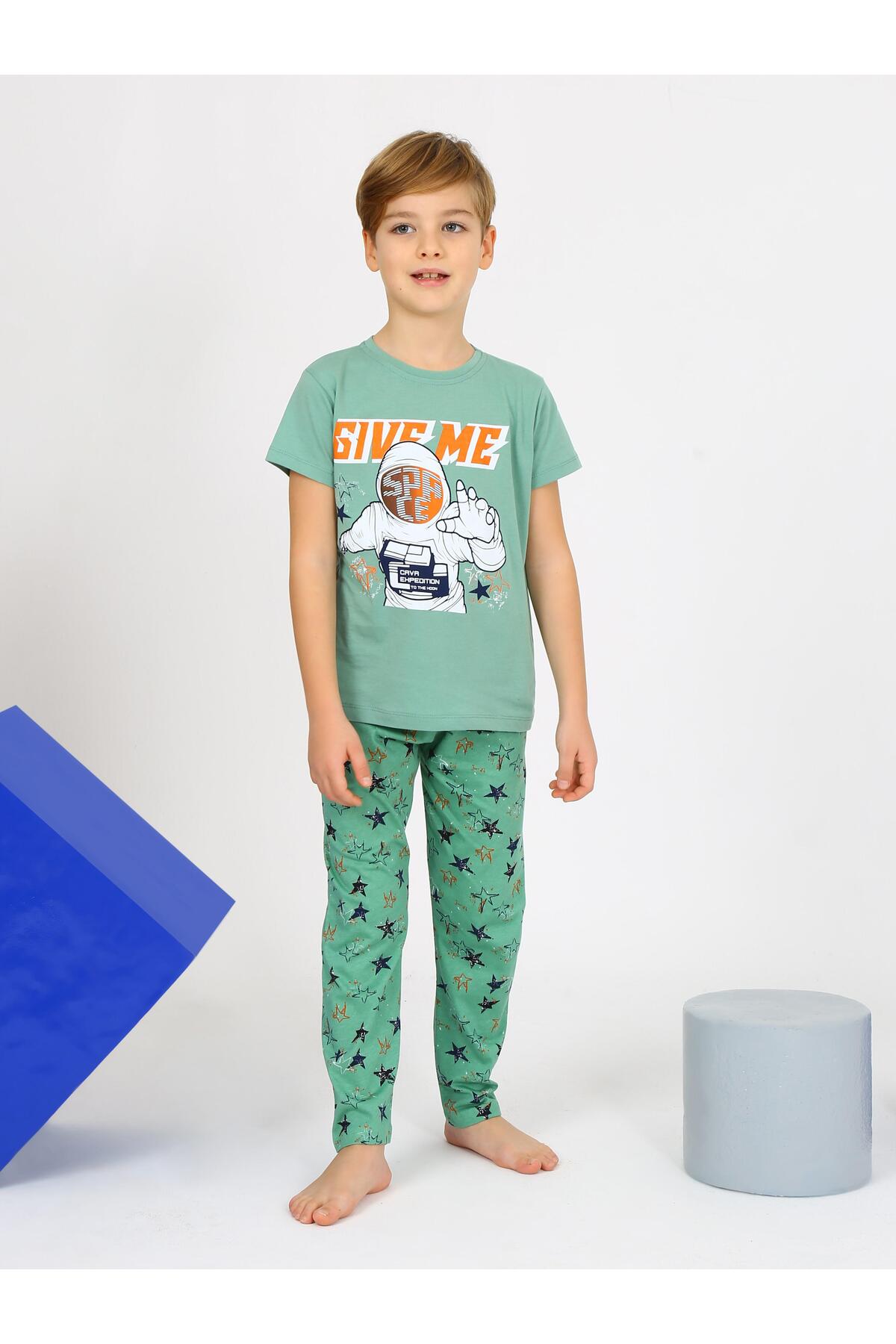 vitmo Erkek Çocuk Kısa Kollu %100 Pamuklu Flight Pijama Takımı fotoğrafı 4 (önizleme)