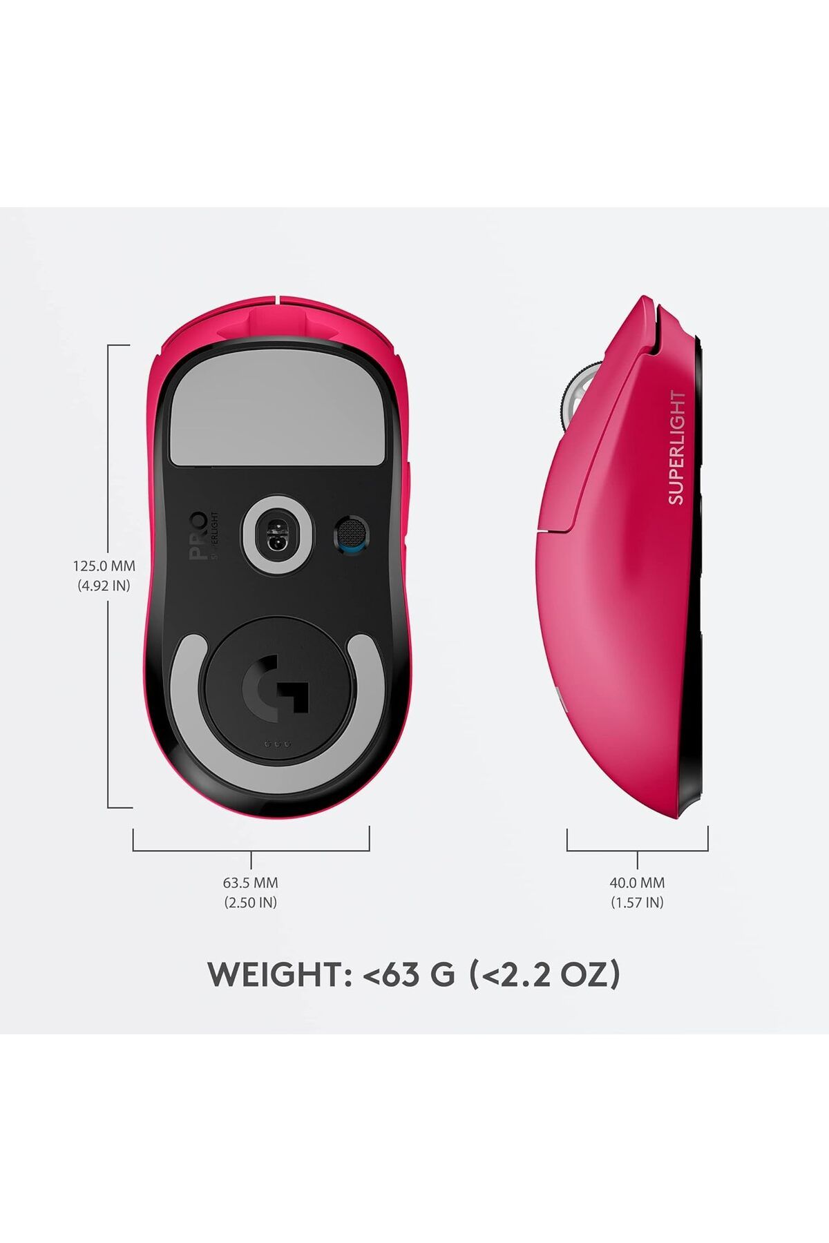 logitech-G PRO SUPERLIGHT Wireless Gaming Mouse, , 25,600 DPI, 5 Programmable Buttons -Magenta 7