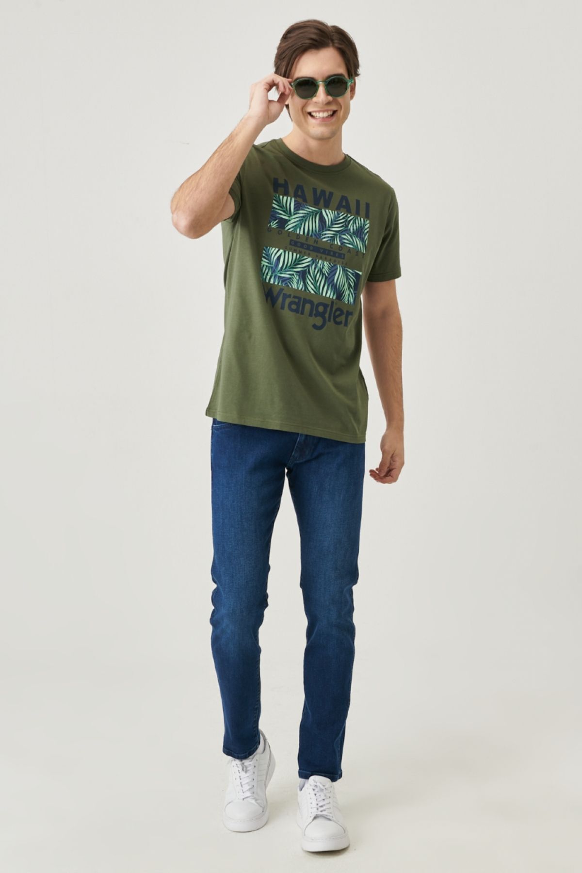 شلوار جین آبی مردانه پنبه ای اسکینی Wrangler