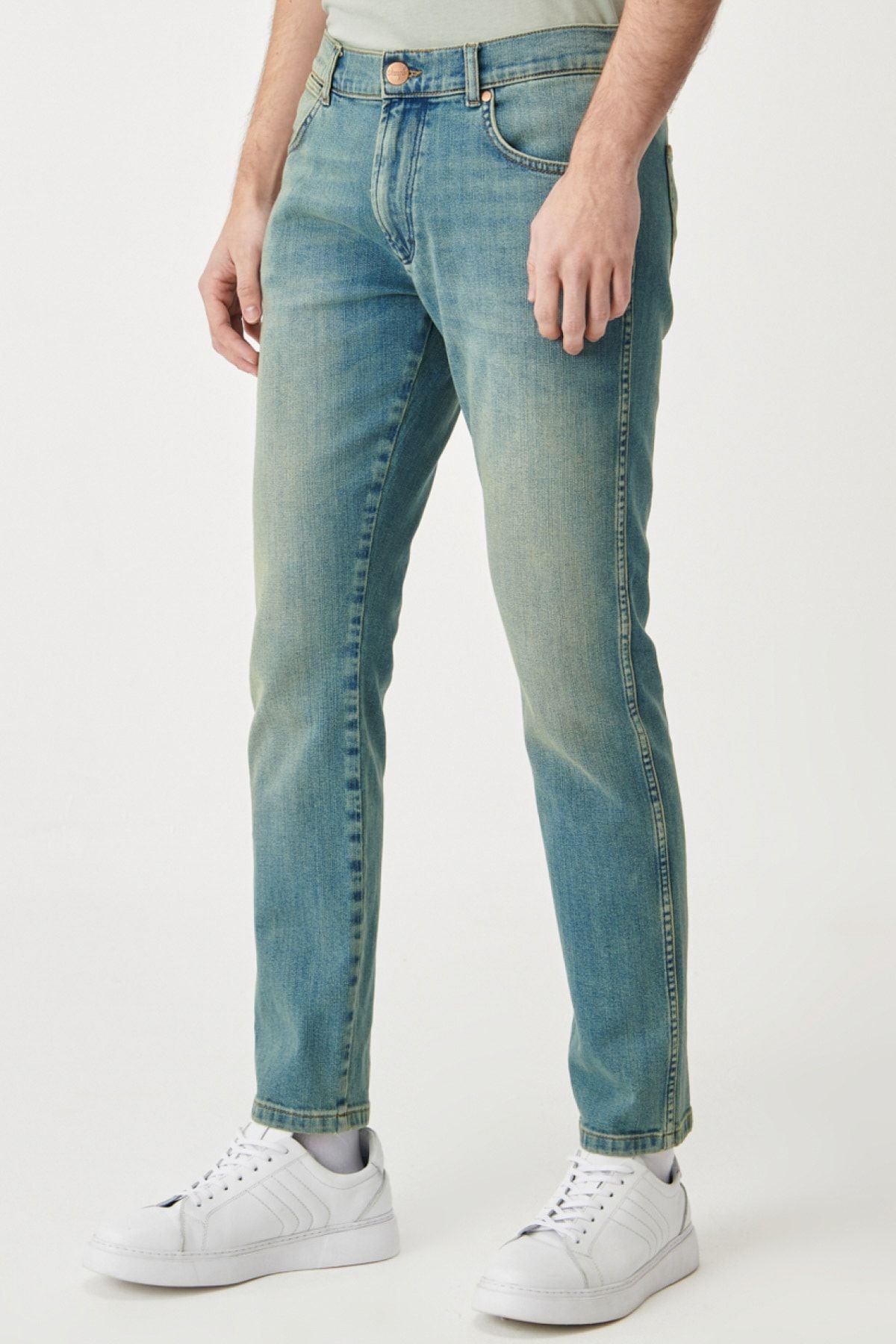 شلوار جین خاکستری مردانه LARSTON SLIM TAPEED CAERTOL NORMAL BAIST قابل انعطاف ژان Wrangler