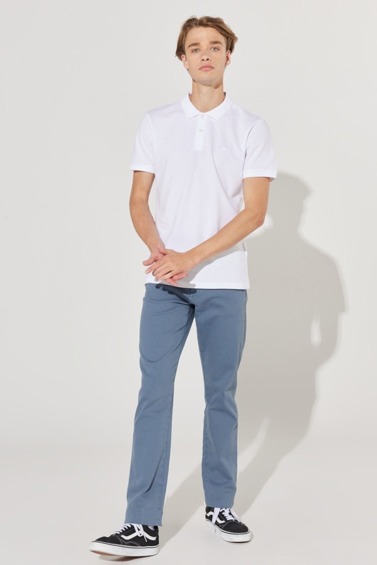 شلوار جین نارنجی مردانه تگزاس باریک و برش نرمال کمر نیلی انعطاف پذیر Wrangler