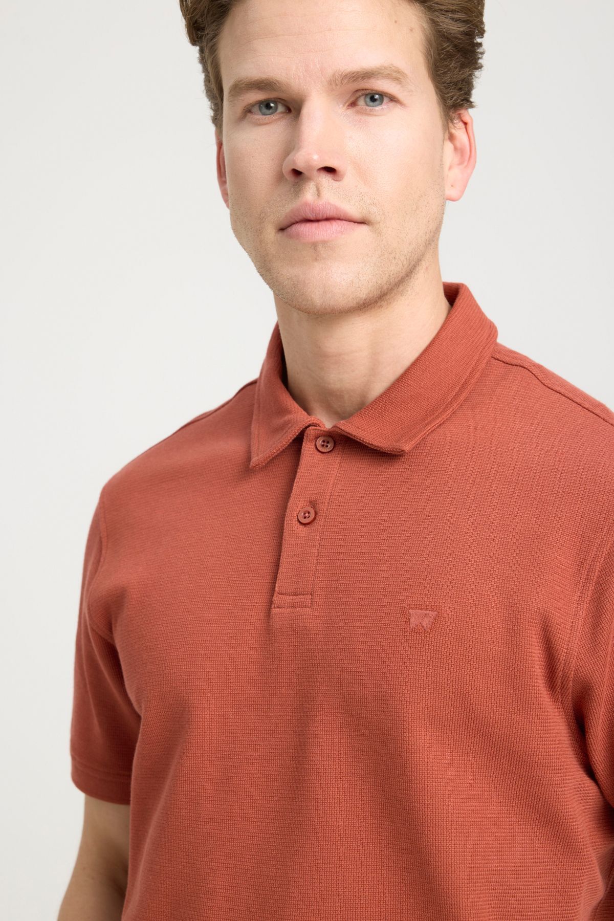 WRANGLER-Μπλουζάκι Regular Fit Regular Cut γιακά Polo Τούβλο χρώματος T-shirt 4