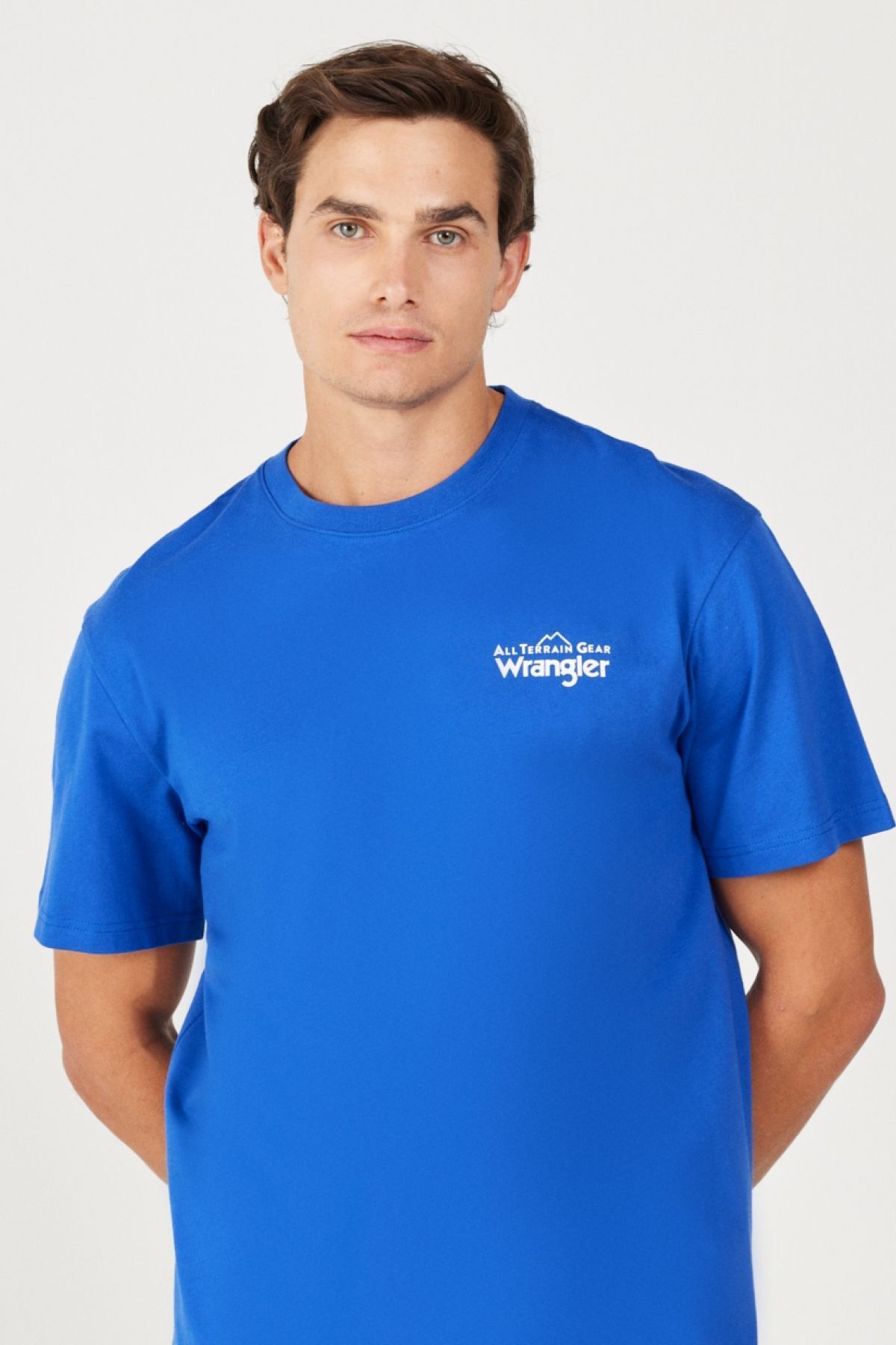 تی‌شرت آبی با برش راحت 100% پنبه و گردن خدمه تمام زمینی Wrangler