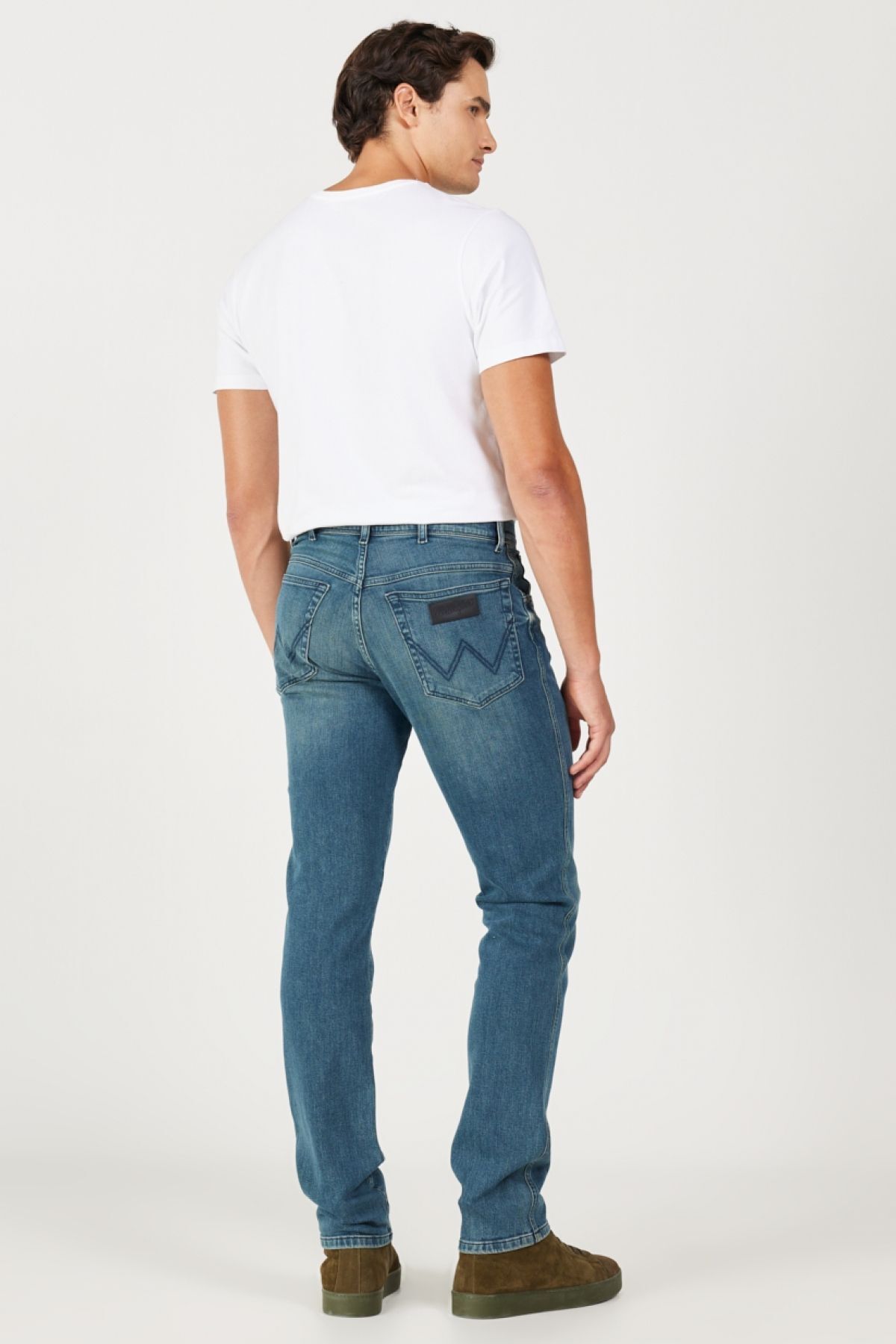 شلوار جین آبی مردانه برش باریک کمر نرمال رنگ انعطاف پذیر تگزاس Wrangler