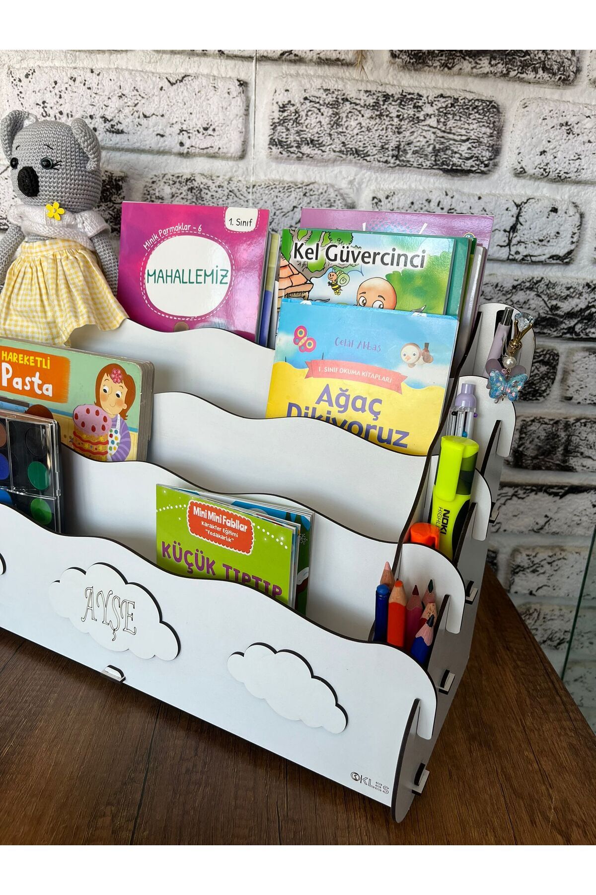 KLES Axel montessori Kalemlikli Kitaplık , organizer Masa Düzenleyici 4 raf'lı Çocuk Kitaplığı fotoğrafı 3 (önizleme)