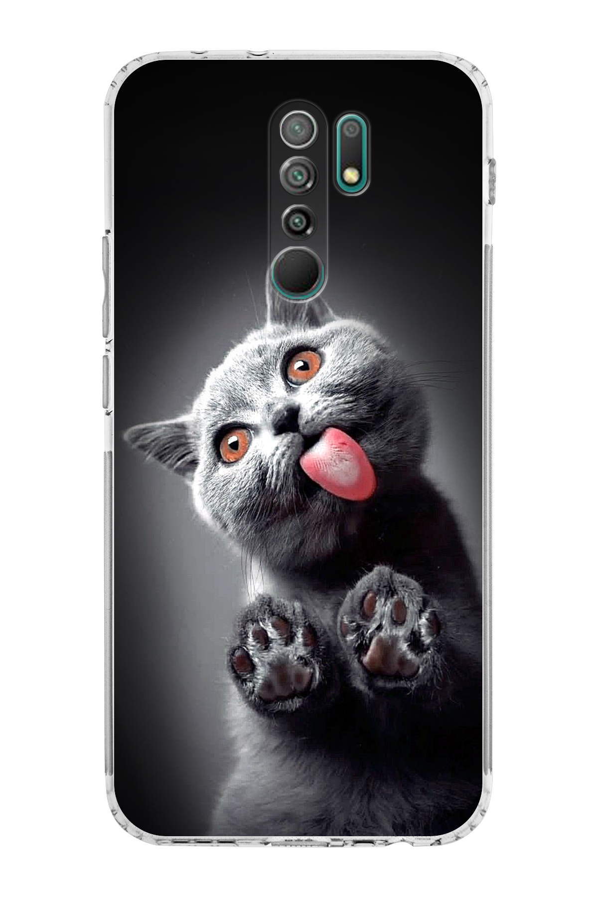 Xiaomi Redmi 9 ile Uyumlu Kedi 2 Kamera Korumalı Şeffaf Kılıf
