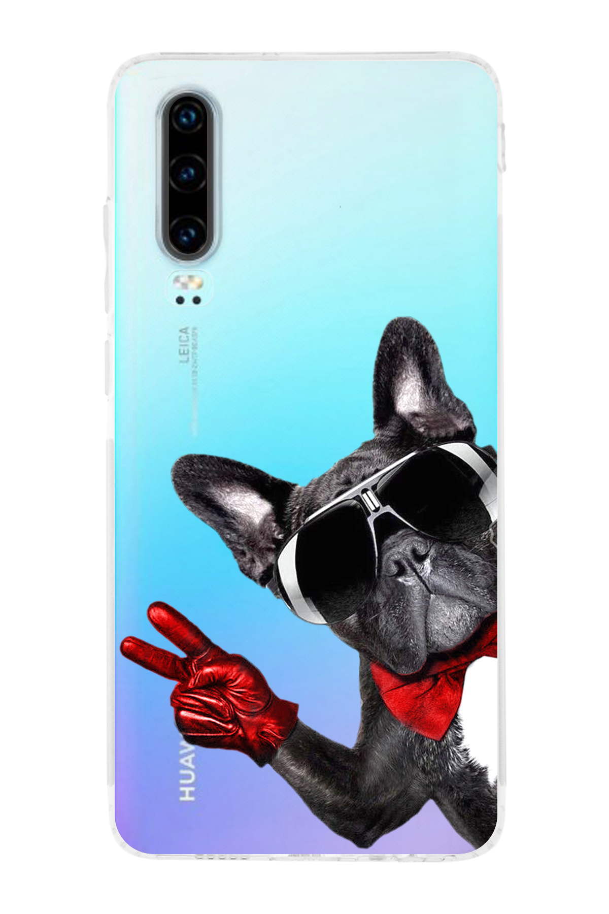 Huawei P30 ile Uyumlu Köpek 2 Kamera Korumalı Şeffaf Kılıf