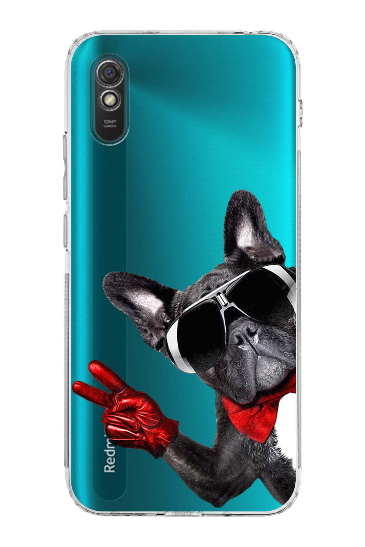 Xiaomi Redmi 9A ile Uyumlu Köpek 2 Kamera Korumalı Şeffaf Kılıf