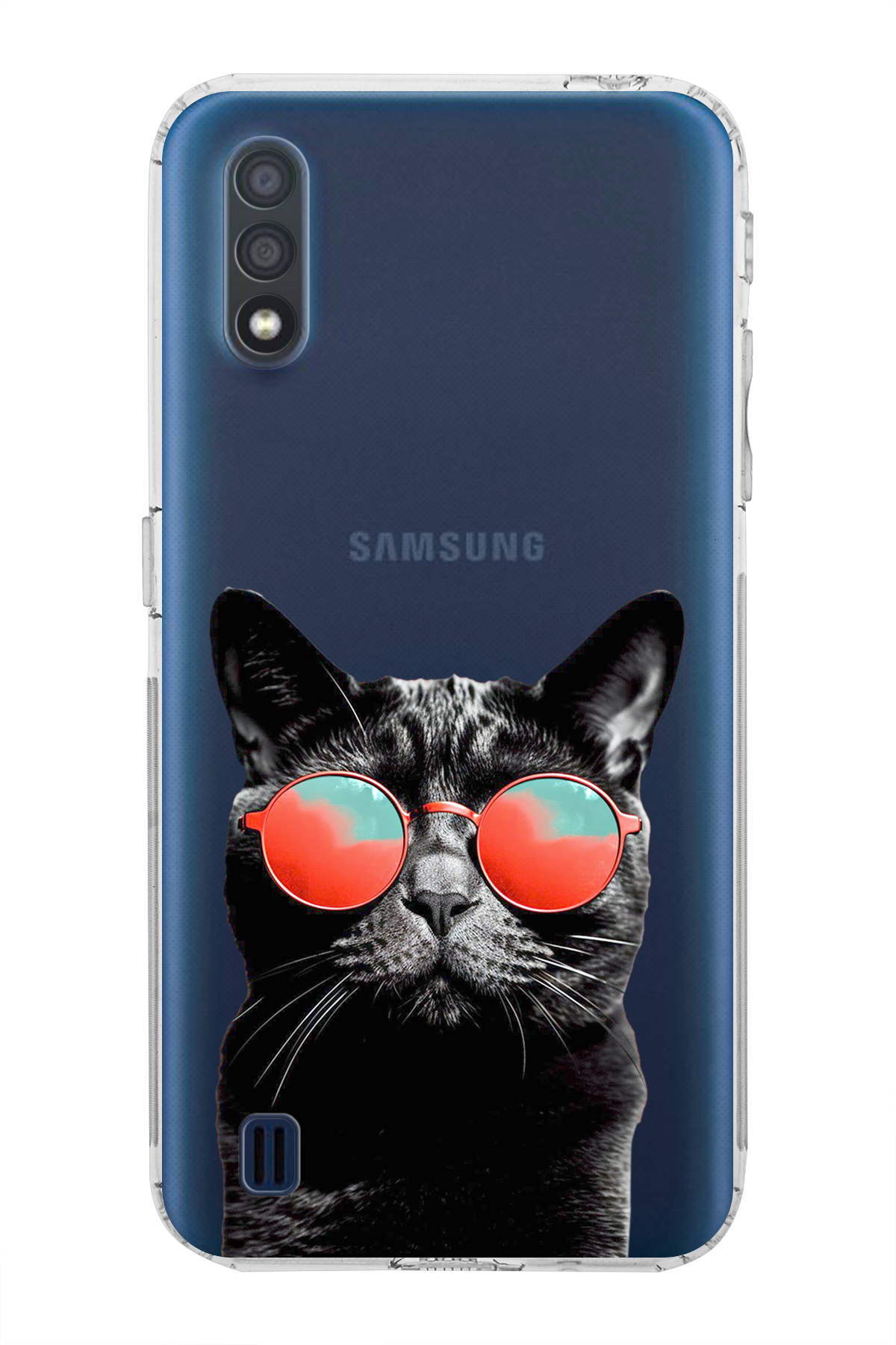 Samsung Galaxy A01 ile Uyumlu Kedi 3 Kamera Korumalı Şeffaf Kılıf