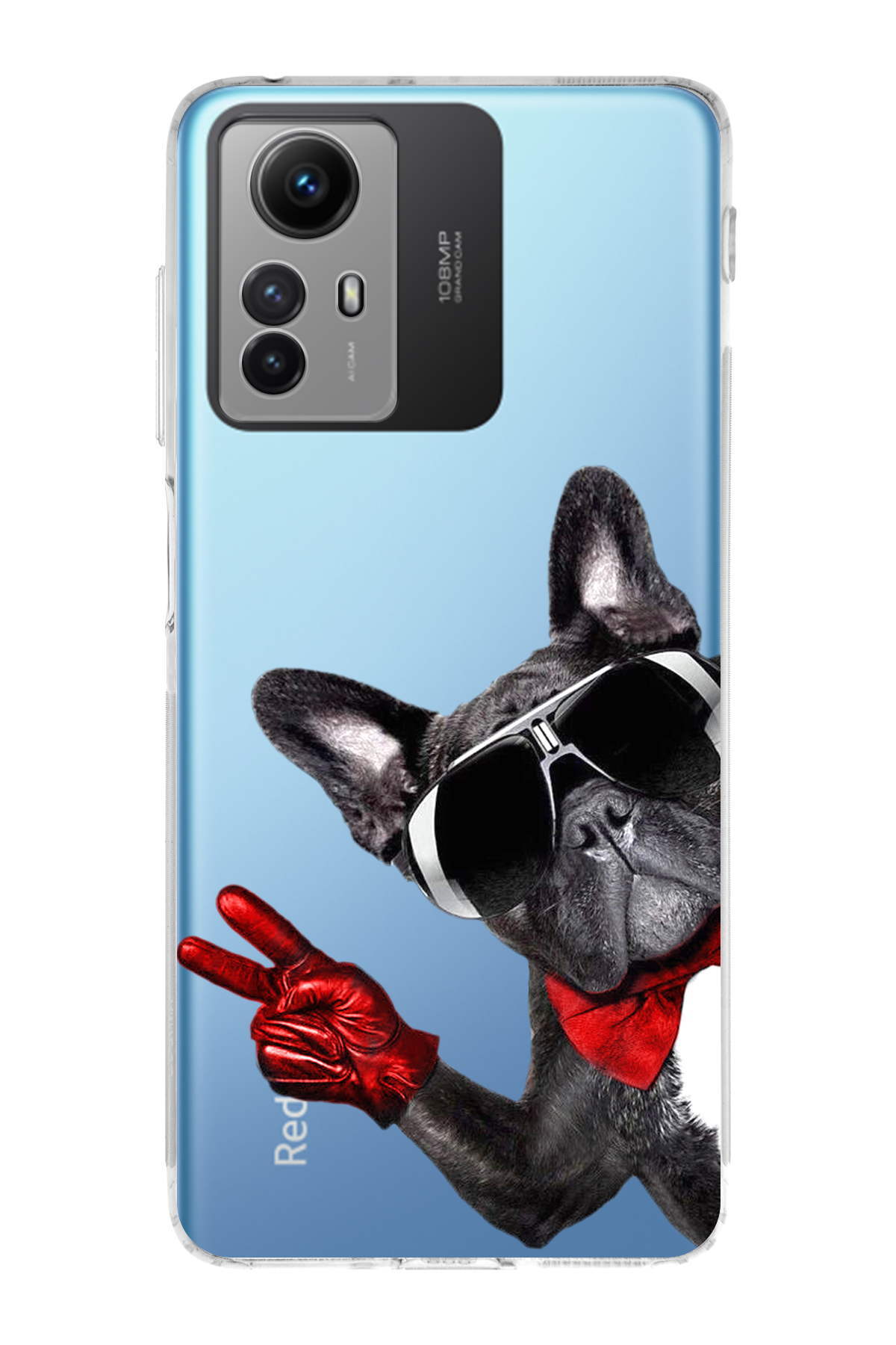Xiaomi Redmi Note 12S ile Uyumlu Köpek 2 Kamera Korumalı Şeffaf Kılıf