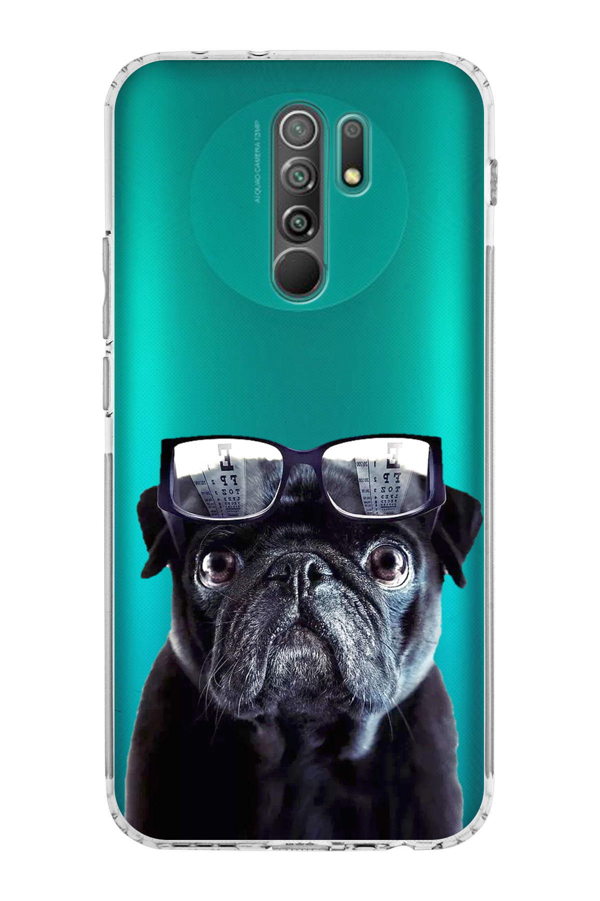 Xiaomi Redmi 9 ile Uyumlu Köpek 3 Kamera Korumalı Şeffaf Kılıf